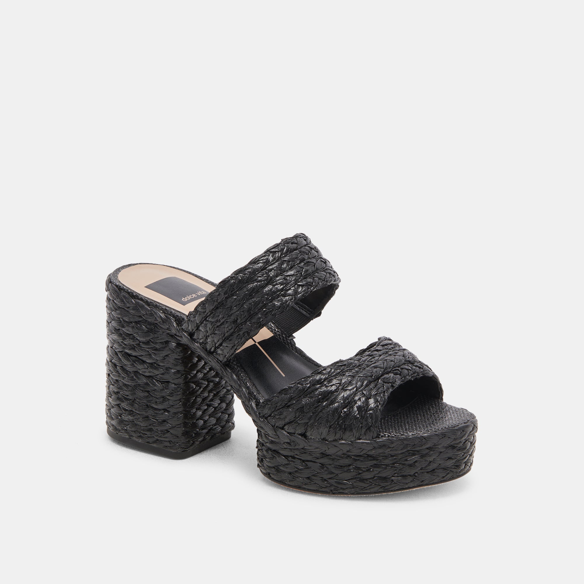 LATOYA Women's Black Raffia High Heels - Comfortable Summer Sandals for Weddings, Parties & Beach Vacations