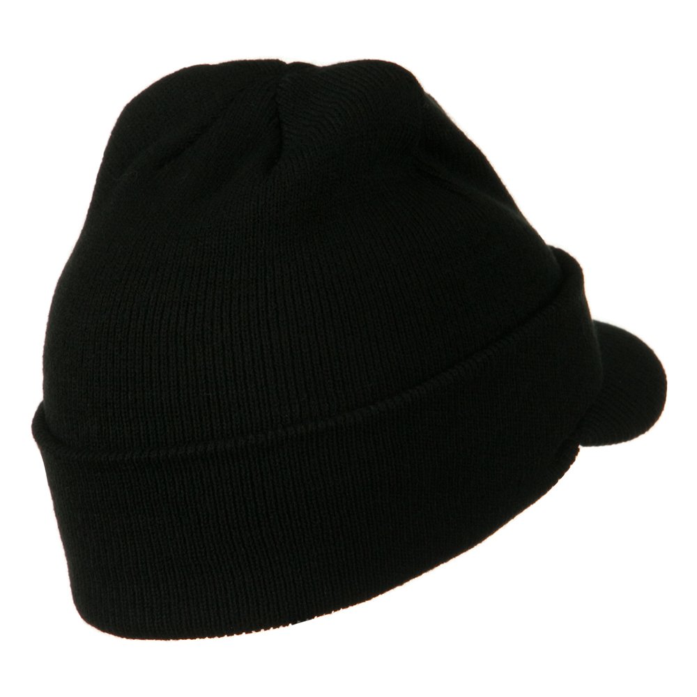 Stylish Cuff Knitted Beanie with Visor Bill - Winter Warm Hat for Men & Women - Perfect for Outdoor Activities, Skiing, and Casual Wear