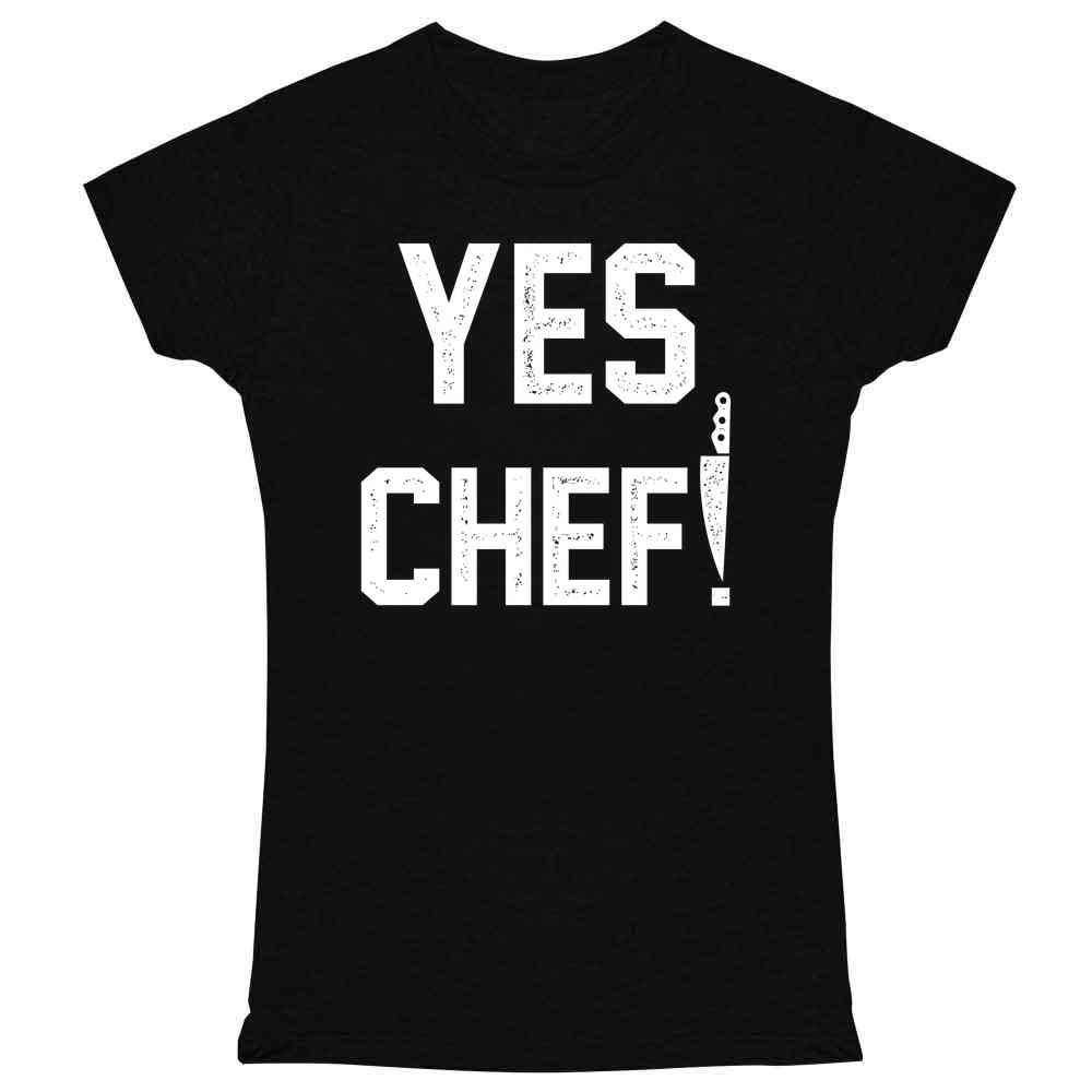 Yes Chef! Funny Cooking T-Shirt for Women - Large Text Graphic Tee - Perfect for Chefs, Home Cooks & Food Lovers