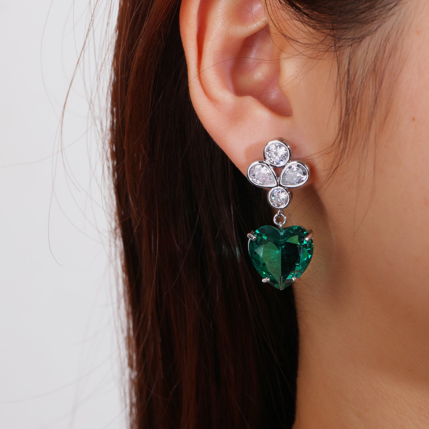 Heart-Shaped Cubic Zirconia Dangle Earrings for Women - Elegant Wedding Jewelry & Bridal Accessories (CE11957) - Perfect for Weddings, Anniversaries, Date Nights and Special Occasions
