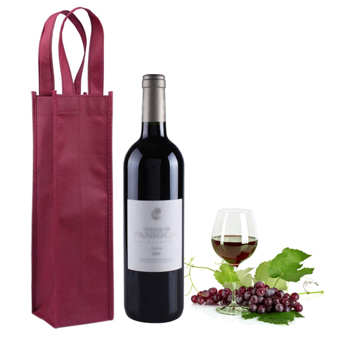 Premium 24-Pack Dark Red Non-Woven Wine Gift Bags with Handles - Elegant Single Bottle Wine Bags for Gifting, Parties & Special Occasions - Perfect for Weddings, Anniversaries & Holiday Presents