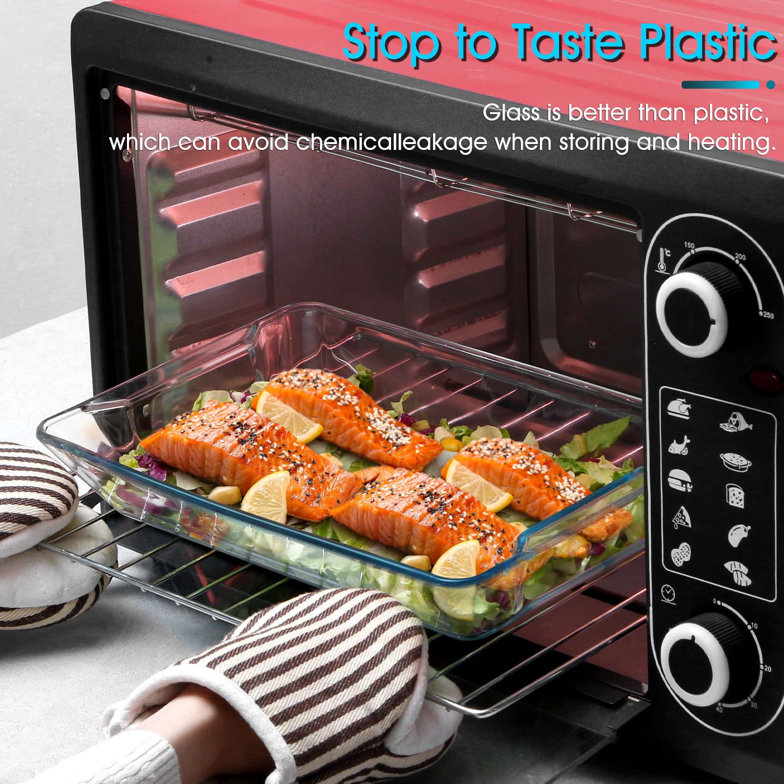 1QT Mini Glass Baking Dishes - 9.5x6.1x1.7 Inch Rectangular Baking Pan | Oven, Freezer & Microwave Safe | Perfect for Casseroles, Brownies & Meal Prep