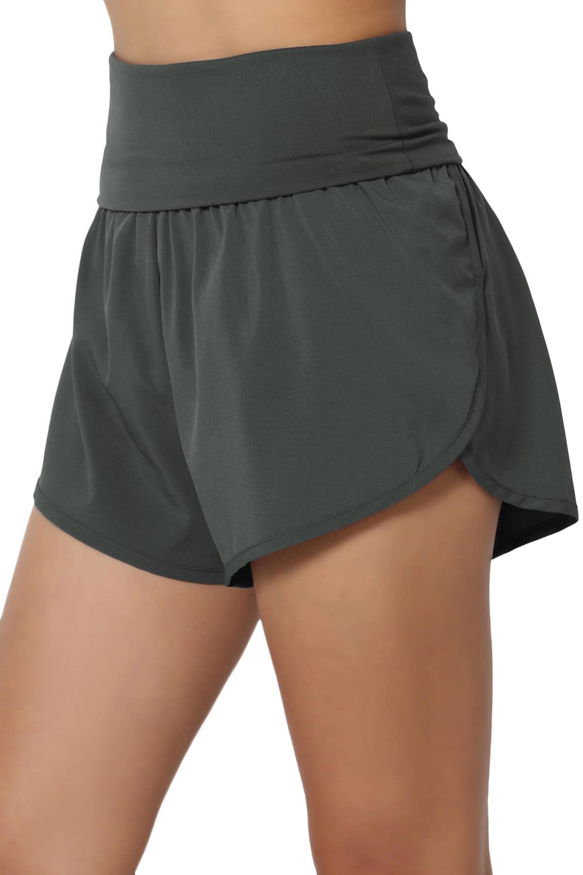 TheMogan Women's High Waist Running Shorts - Lightweight Gym Workout Shorts with Inner Liner for Yoga, Jogging & Athletic Activities