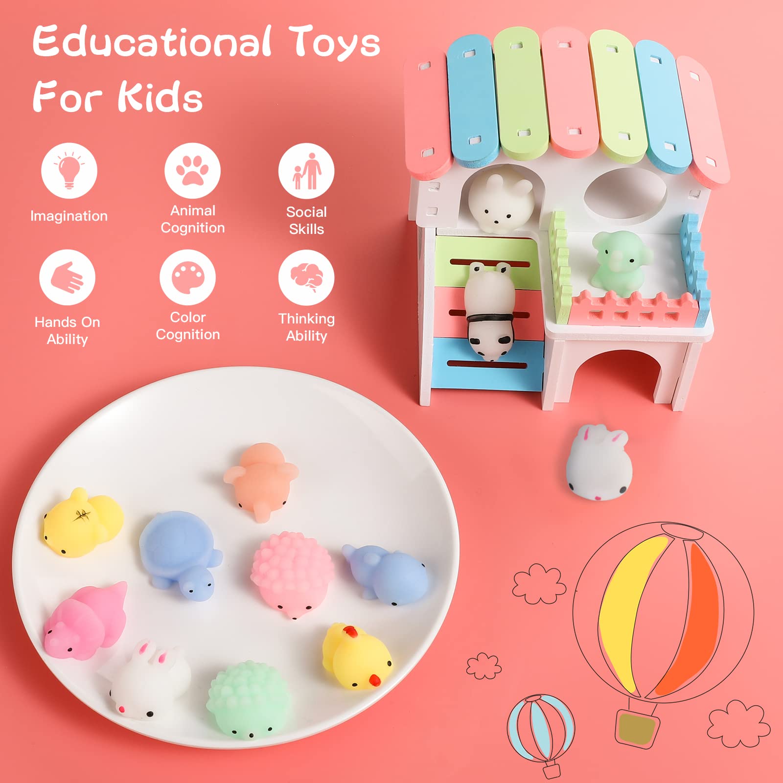 50 Pcs Kawaii Mini Squishy Toys - Soft Mochi Stress Relief & Fidget Toys for Kids, Party Favors, Classroom Prizes, Birthday, Christmas, Easter & Valentine's Day Gifts for Girls & Boys - Perfect for Sensory Play, Anxiety Relief & Fun Party Giveaways
