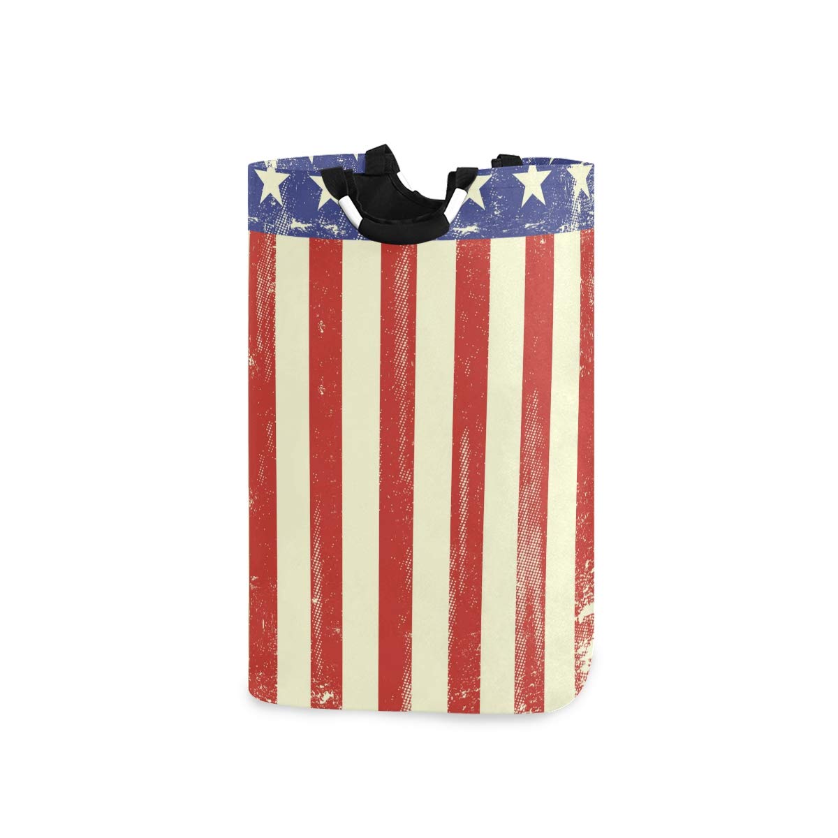 RunningBear Collapsible Laundry Hamper with American Flag Design - Large Capacity Foldable Clothes Basket for Laundry Organization | Perfect for Bathroom, Bedroom, Dorm & Toy Storage