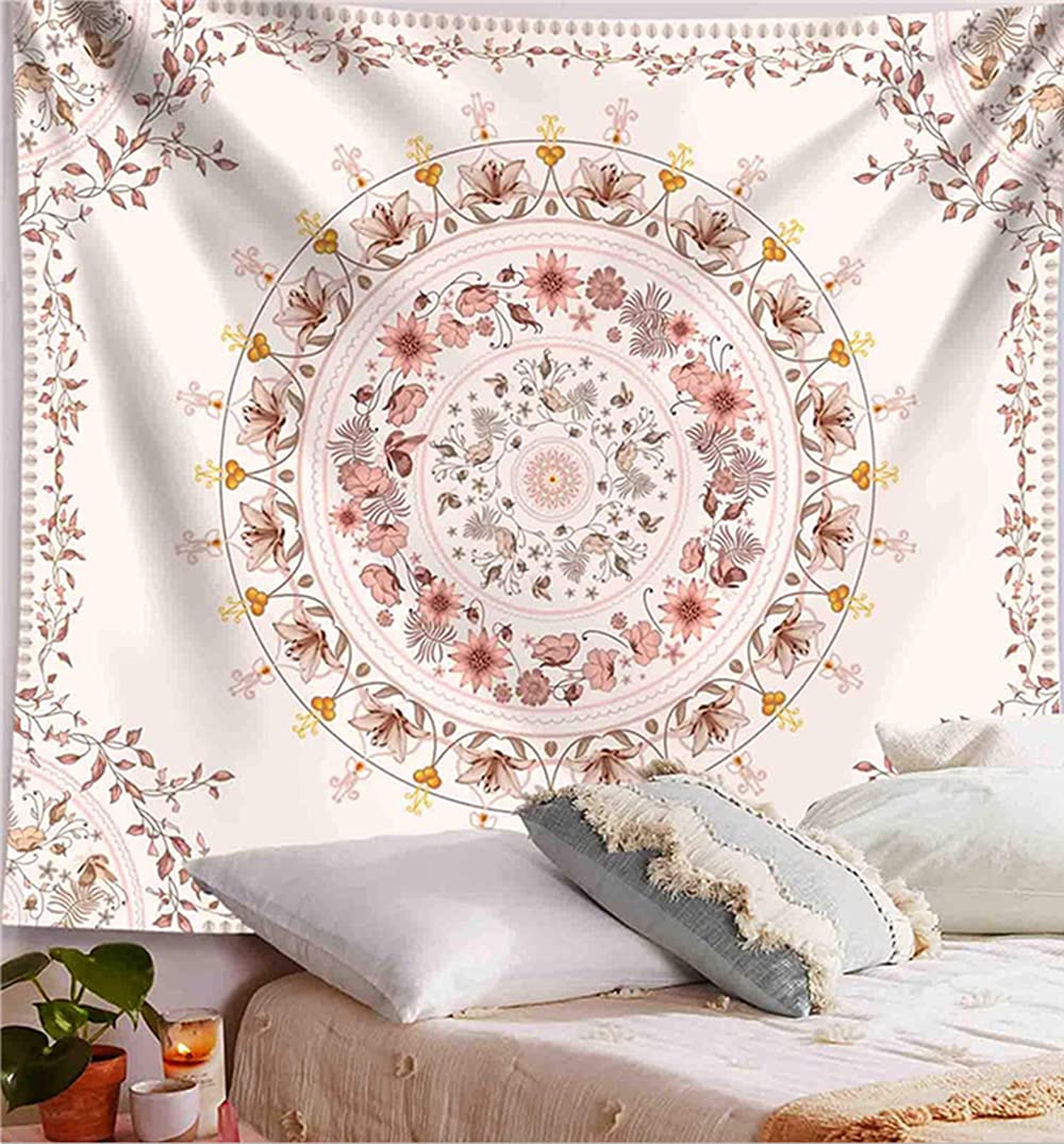 LANG XUAN Bohemian Mandala Tapestry Wall Hanging - Psychedelic Flower Print Home Decor for Living Room, Bedroom, Dorm - Large 70.87