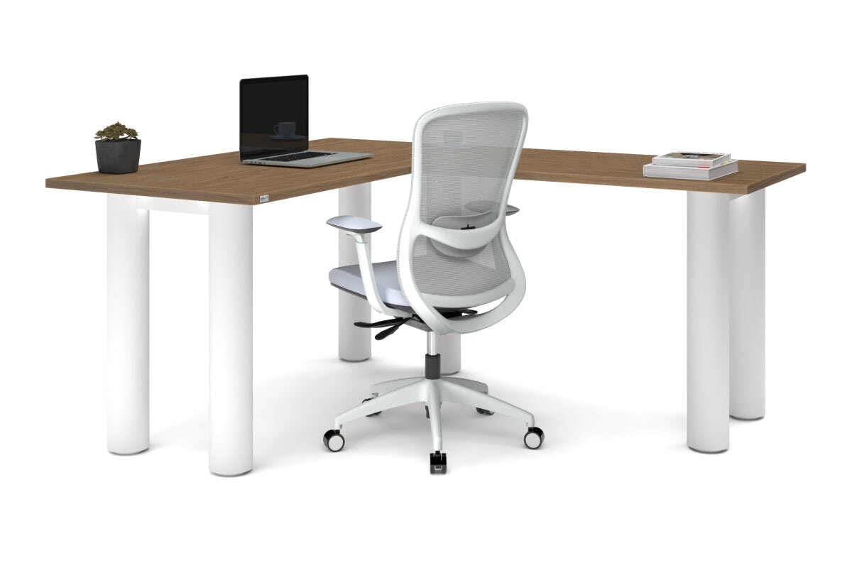 L-Shaped Corner Office Desk with Quadro Cylinder Legs - 1400L x 1700W - Perfect for Home Office, Gaming Setup & Workspace Organization