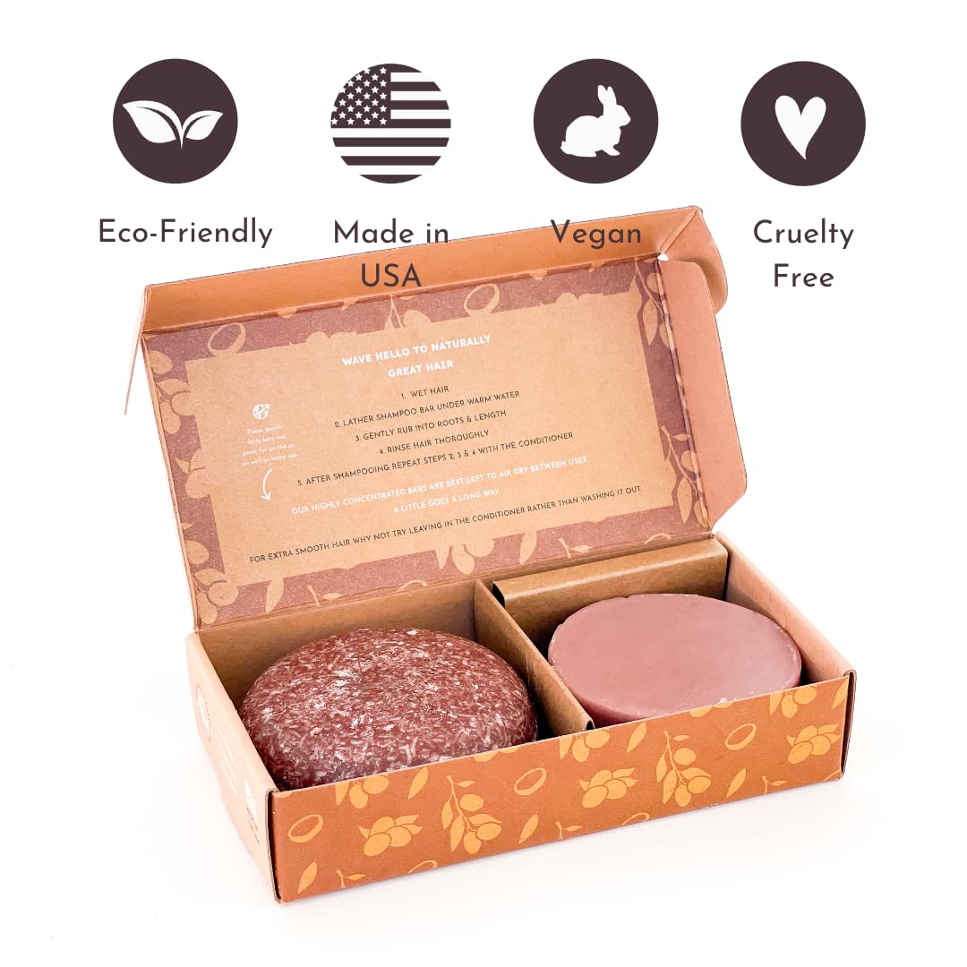 4-in-1 Shampoo & Conditioner Bar Set | Vegan Solid Hair Care Bars for Travel | Natural Moisturizing Shampoo & Conditioner Bars | Perfect Gift for Eco-Friendly Hair Care | Great for Camping, Gym & Sustainable Lifestyle