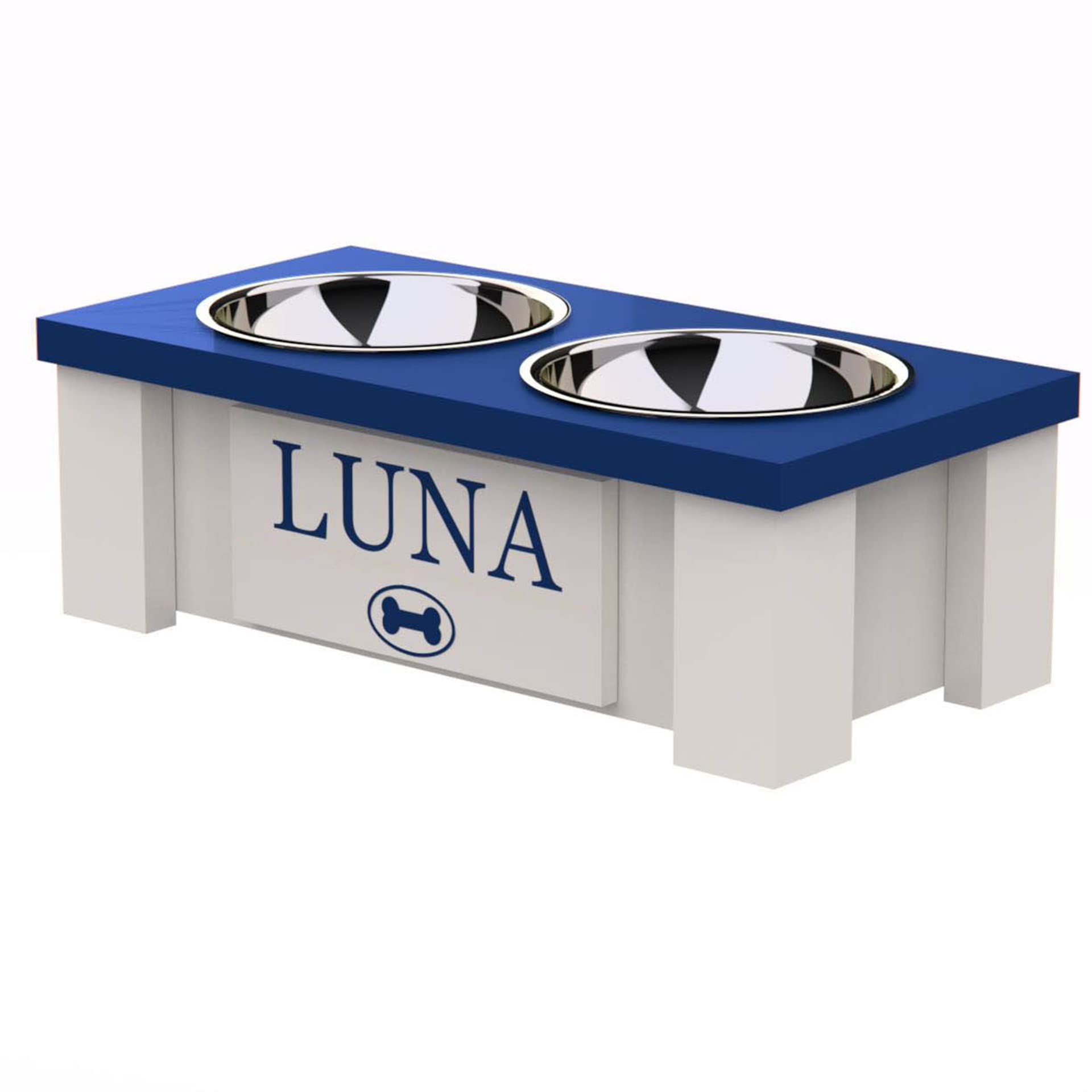 Personalized Elevated Dog Bowl Stand for Large, Medium, Small & X-Small Dogs - Stainless Steel Pet Food & Water Bowls with Internal Storage - Adjustable Raised Feeder for Healthy Eating - Perfect for Kitchen, Living Room or Outdoor Use (X-Small, Blue)