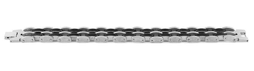 Premium Stainless Steel Black Rubber Link Bracelet for Men & Women - Durable Waterproof Unisex Watch Band for Sports, Outdoor & Everyday Wear