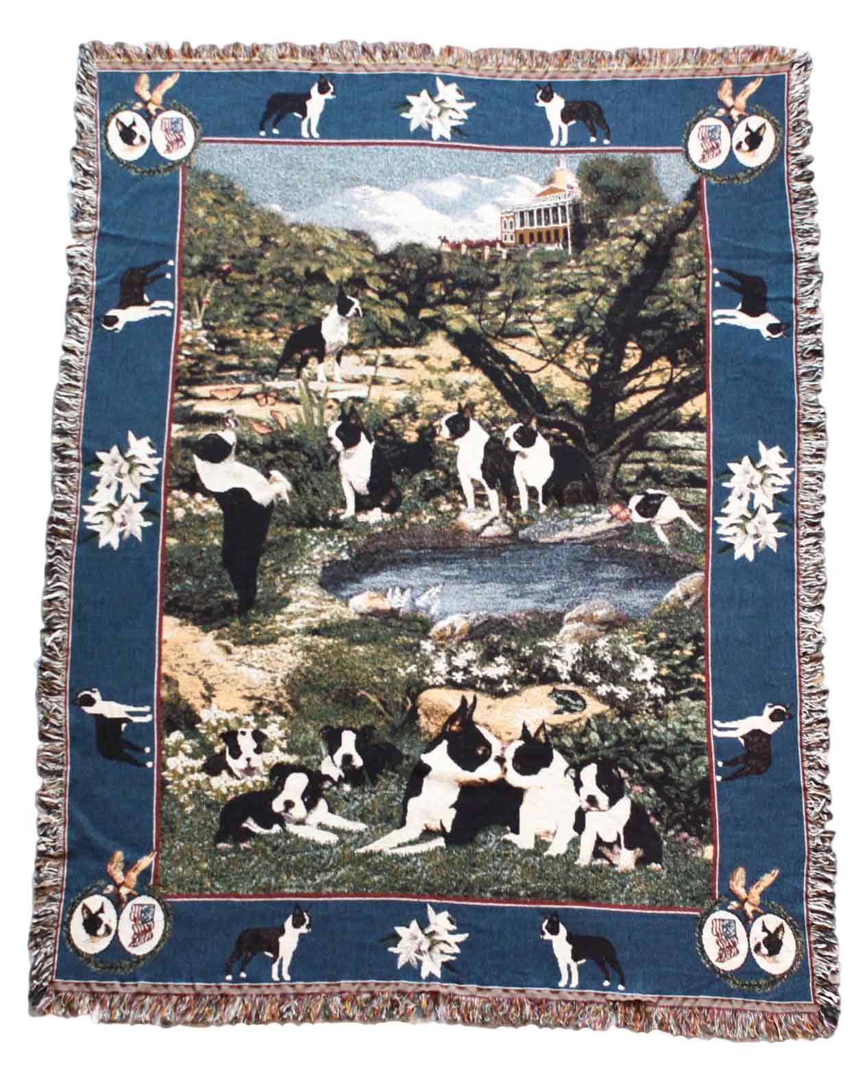 Boston Terrier Blanket Throw - Soft Fleece Dog Breed Gift with Exclusive Tapestry Art - Perfect for Home Decor, Pet Lover Presents & Cozy Couch Snuggles
