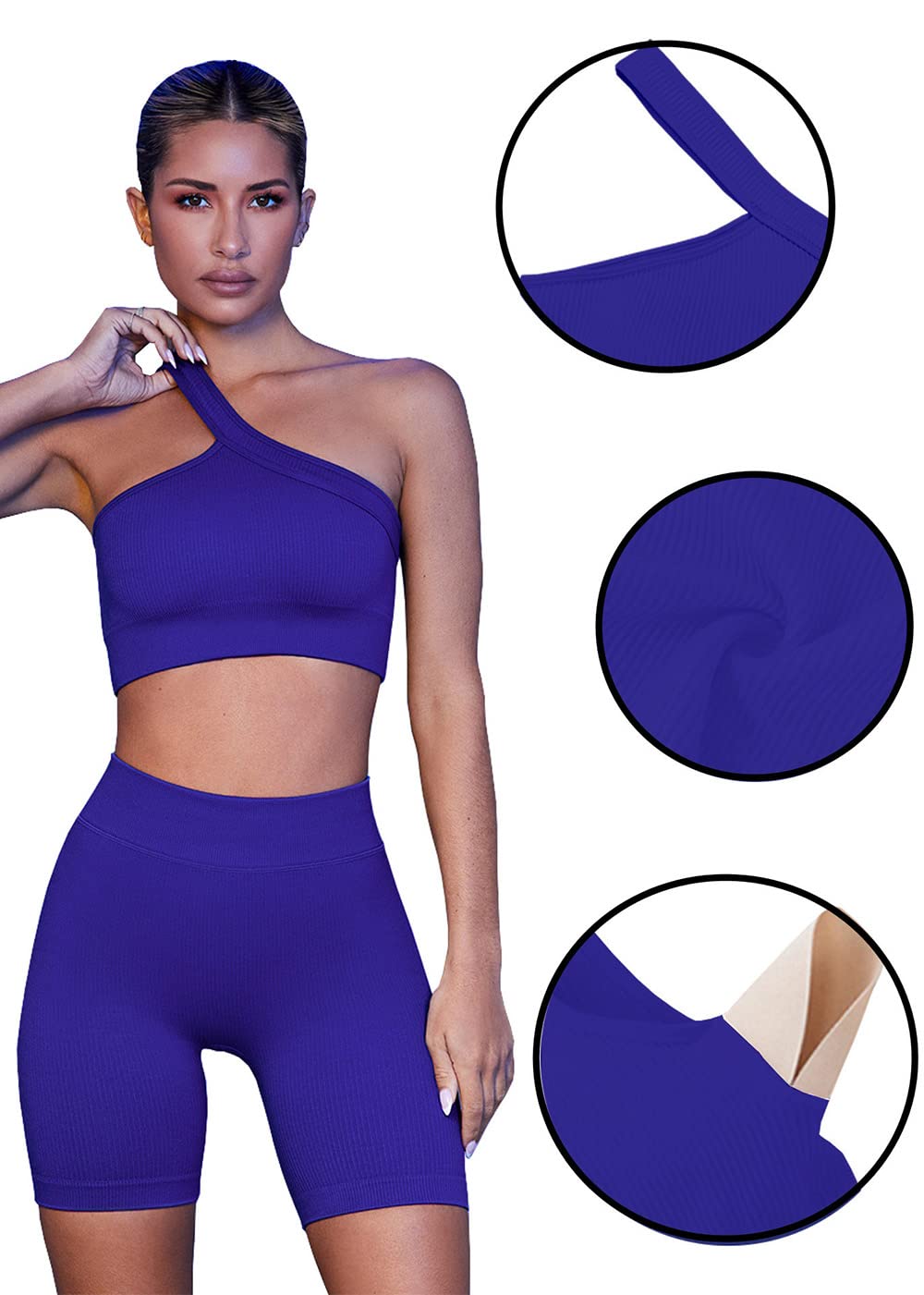 Seamless 2-Piece Workout Sets for Women - Sexy One Shoulder Sports Bra & High Waist Yoga Shorts | Gym, Running & Yoga Outfits