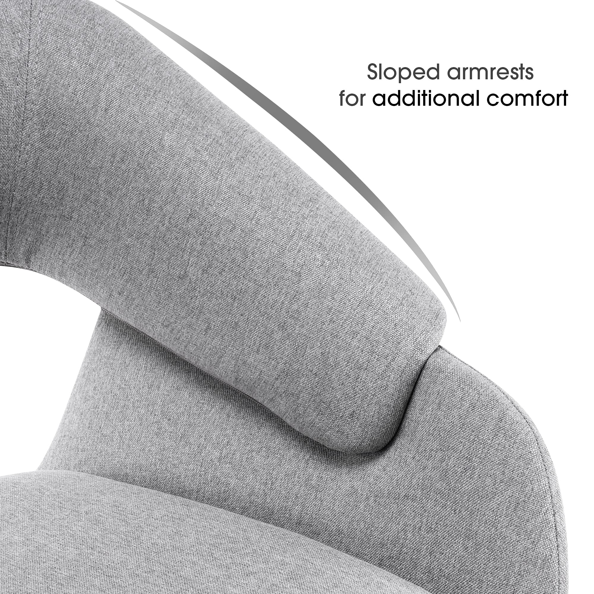Modern Mid-Century Accent Arm Chairs Set of 2 - Linen Upholstered Dining Room Chairs with Solid Wood Legs & Cushions (Grey) - Perfect for Living Room, Dining Area, Guest Seating & Lounge Decor