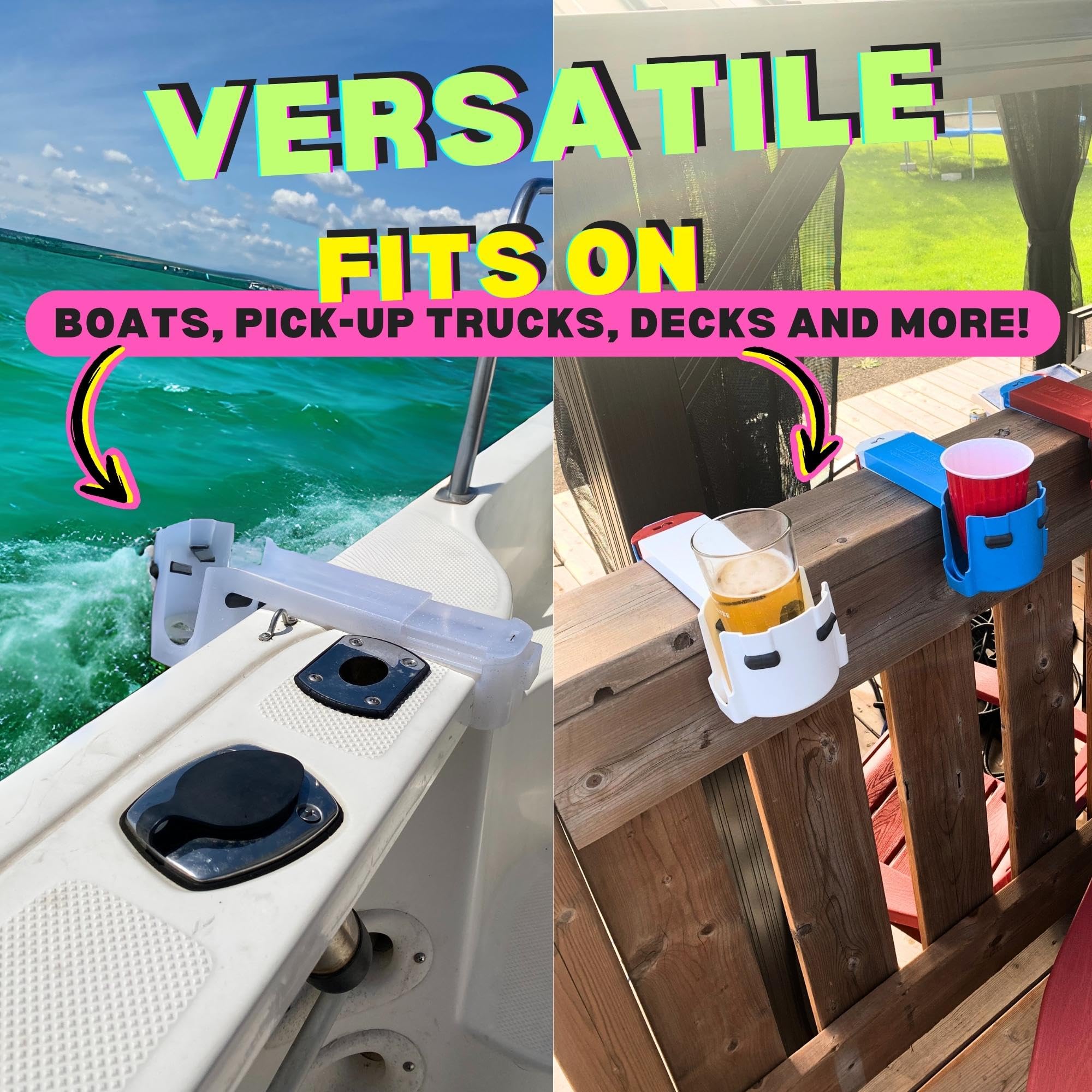 Premium Silver Grey Pool Cup Holders - 2 Pack Adjustable Drink Holders for Square Top Swimming Pools | Perfect for Backyard, Inflatable Pools & Summer Relaxation