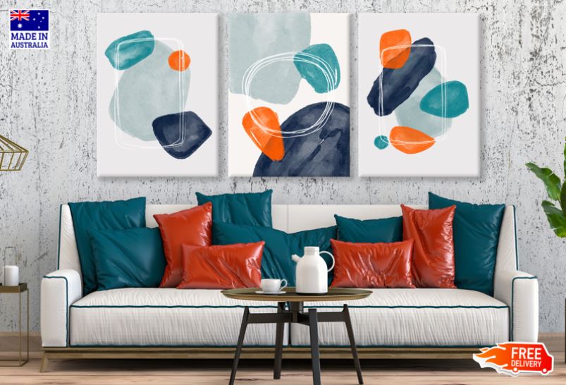 3-Piece Abstract Shapes Canvas Wall Art Set - High-Quality Print, 100% Australian Made, Ready to Hang - Perfect for Living Room, Bedroom & Office Decor