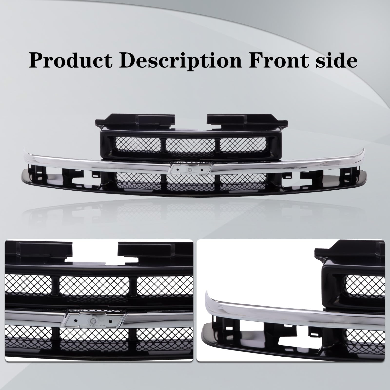 Chrome & Black Front Grille Replacement for 1998-2004 Chevy S10 & 1998-2005 Blazer - Durable Aftermarket Grille Upgrade for Enhanced Style & Protection - Perfect for Off-Roading, Car Shows & Daily Driving