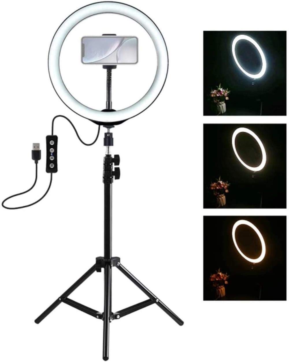 HMTE 26CM LED Ring Light with Tripod Stand - Selfie Photography Light, Beauty Lamp for Live Streaming, YouTube Videos & TikTok - Perfect for Makeup, Vlogging & Phone Photography