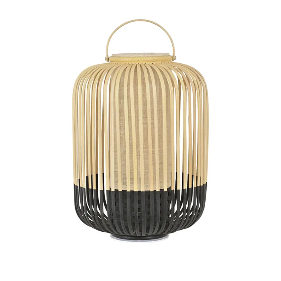 Rustic Bamboo Handle Lantern - Outdoor Floor Lamp for Patio, Garden & Backyard Decor | Weather-Resistant Lighting for Porch, Deck & Landscape Ambiance
