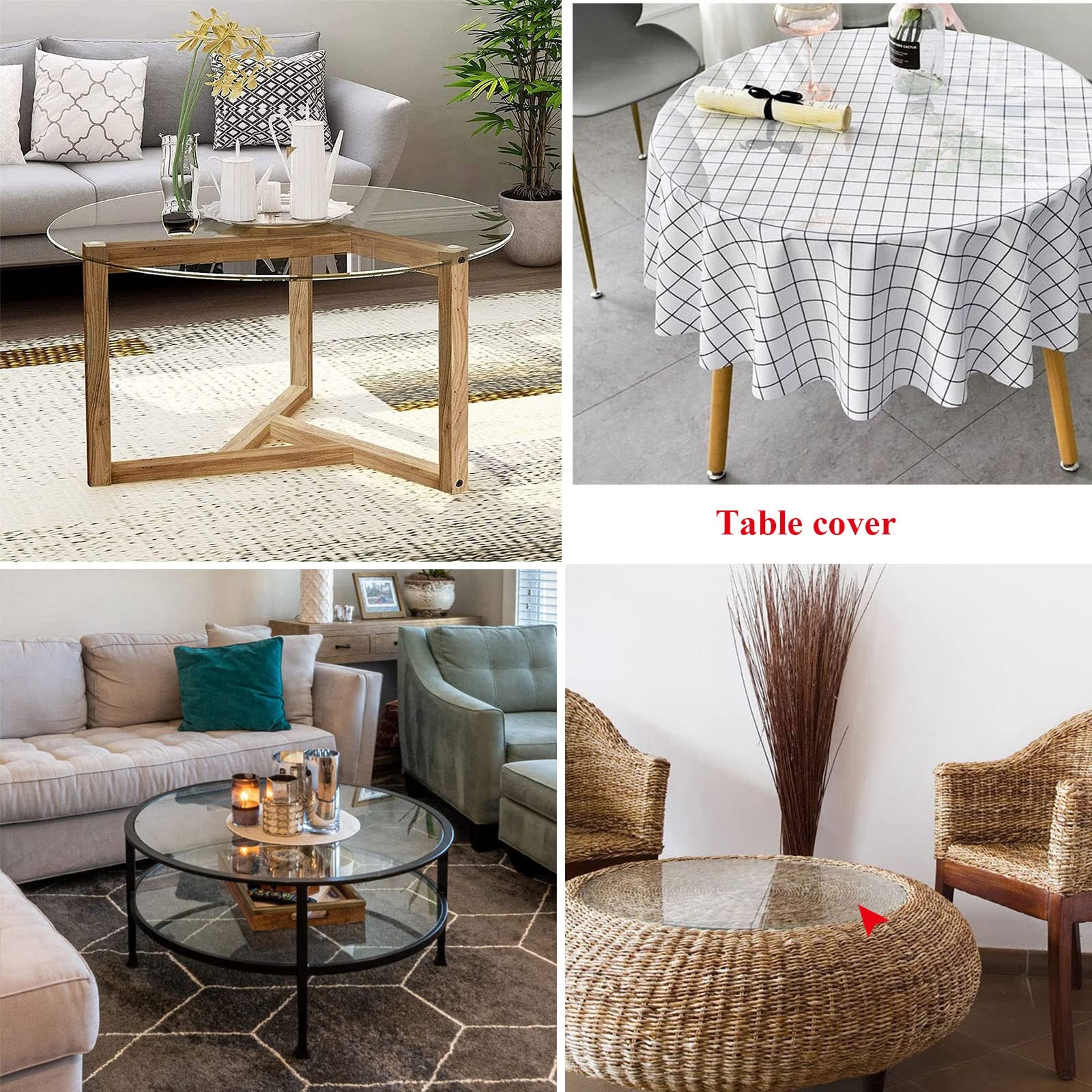 V3VOGUE Round Tempered Glass Table Top for Outdoor Patio - 9mm Thick Durable Wear-Resistant Glass (20/30/40 Inch Diameter) with Protective Bumpers & Spacers - Perfect for Dining, Lounging, and Outdoor Entertaining