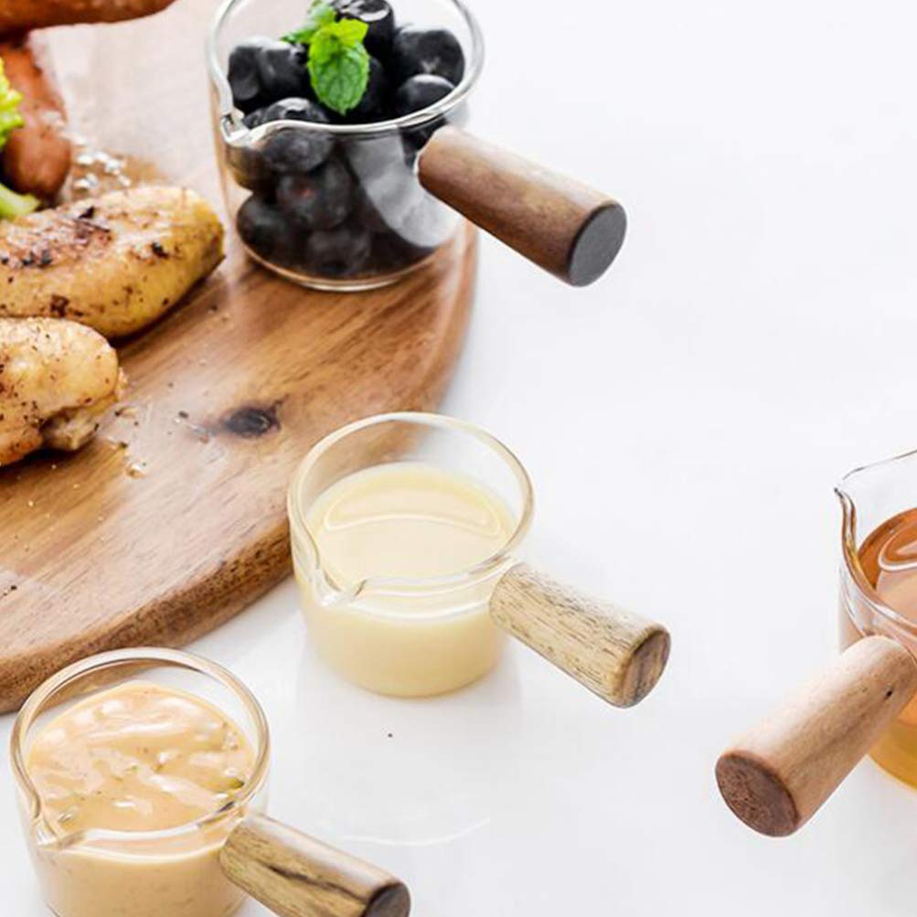 Cabilock Glass Sauce Dish with Handle - Mini Creamer Jug for Milk, Coffee, Seasoning & Appetizers - Perfect for Home & Restaurant Use (Size S) - Ideal for Serving, Pouring & Entertaining