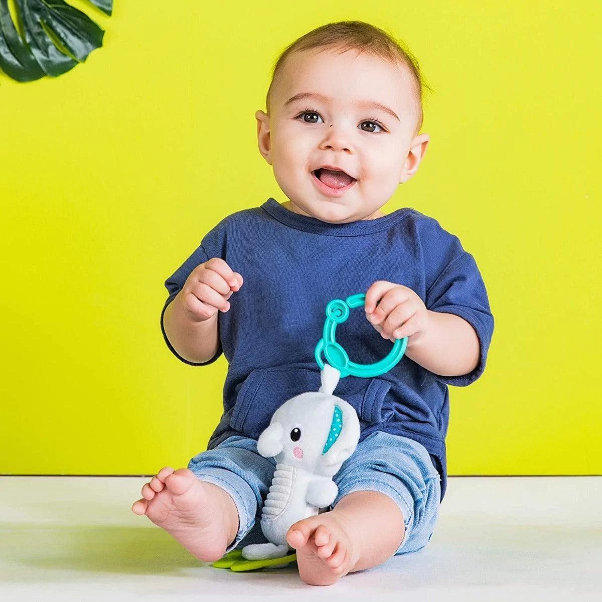 Bright Starts Tug Tunes Elephant Baby Toy - Interactive Musical Pull Toy for Infants & Toddlers | Soft Grey Plush Elephant with Lights & Sounds | Perfect for Playtime, Learning & Sensory Development