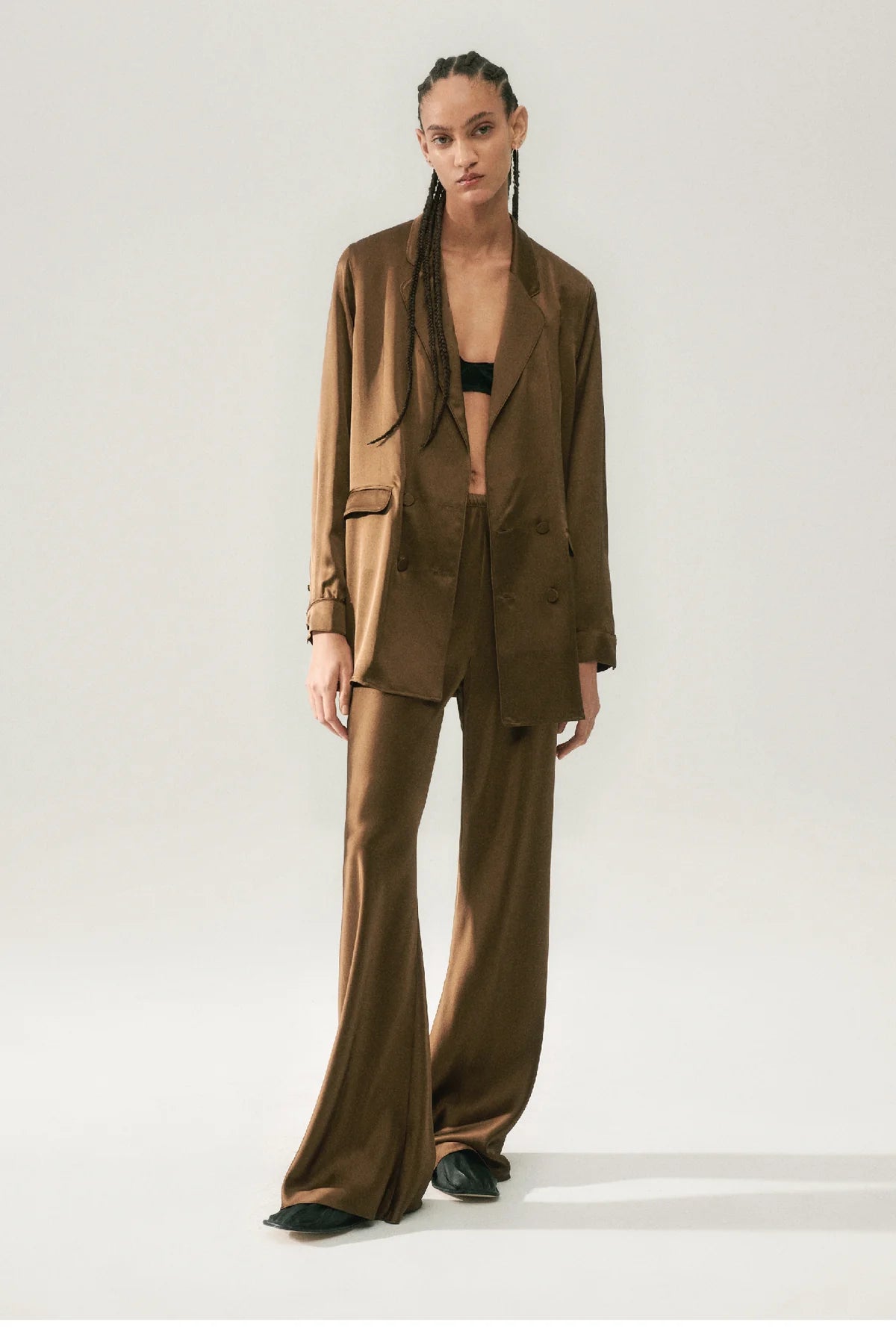 Bias Cut Pants in Dark Earth - Comfortable & Stylish Women's Trousers for Work, Travel & Casual Wear