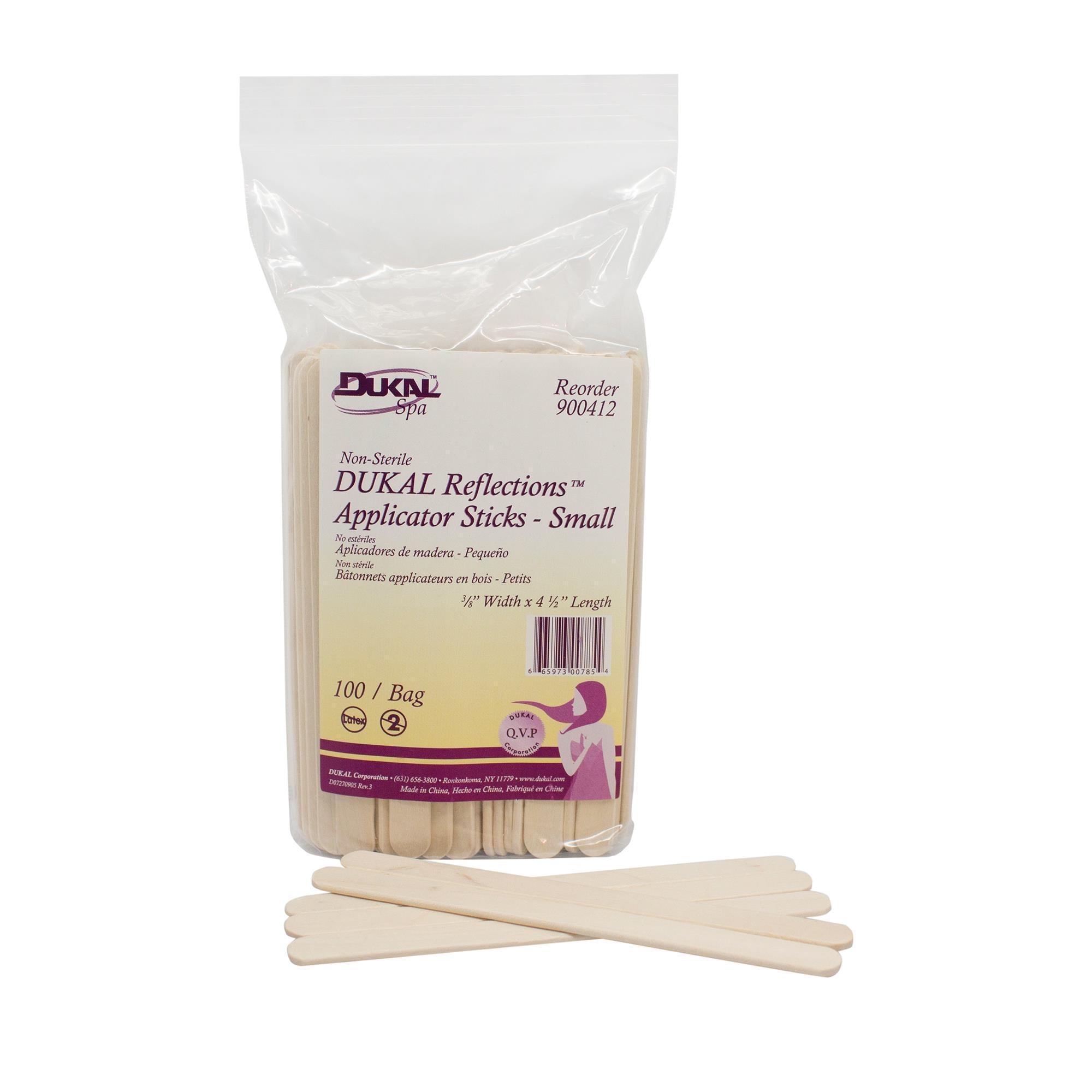 DUKAL Reflections NS Wood Applicators 3/8” x 4 1/2” - 100 Count Pack - Medical Cotton Swabs for Wound Care, First Aid & Makeup Application