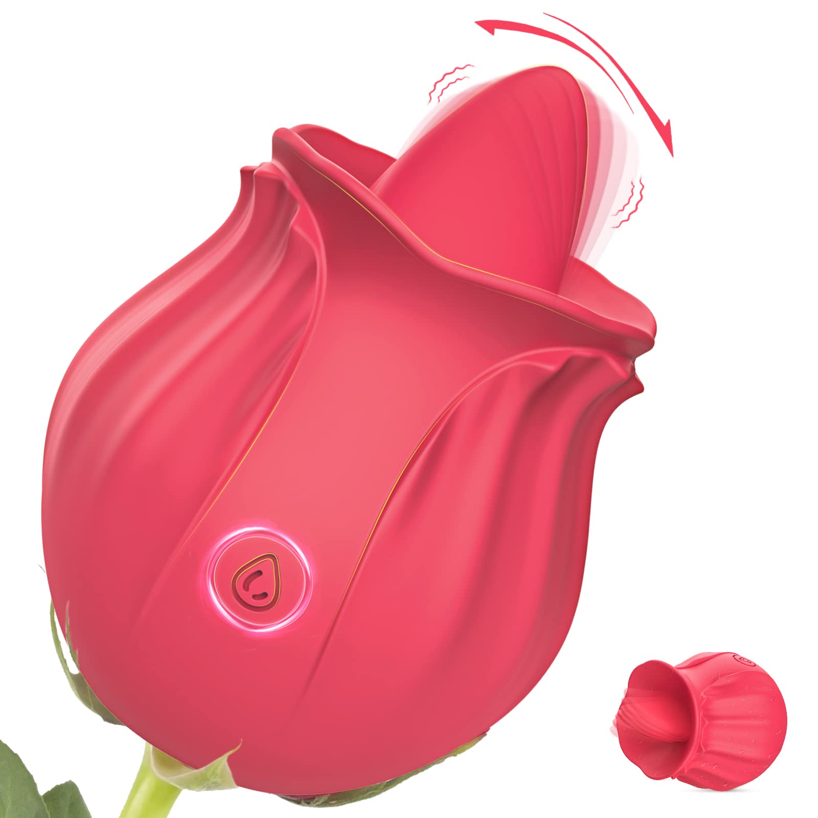 2022 Rose Toy for Women - 10-Speed Rose Vibrator & Clitoral Stimulator, Small Personal Massager with Tongue Licking Function, Adult Sex Toy for Women & Couples - Perfect for Solo Play, Foreplay, and Intimate Moments