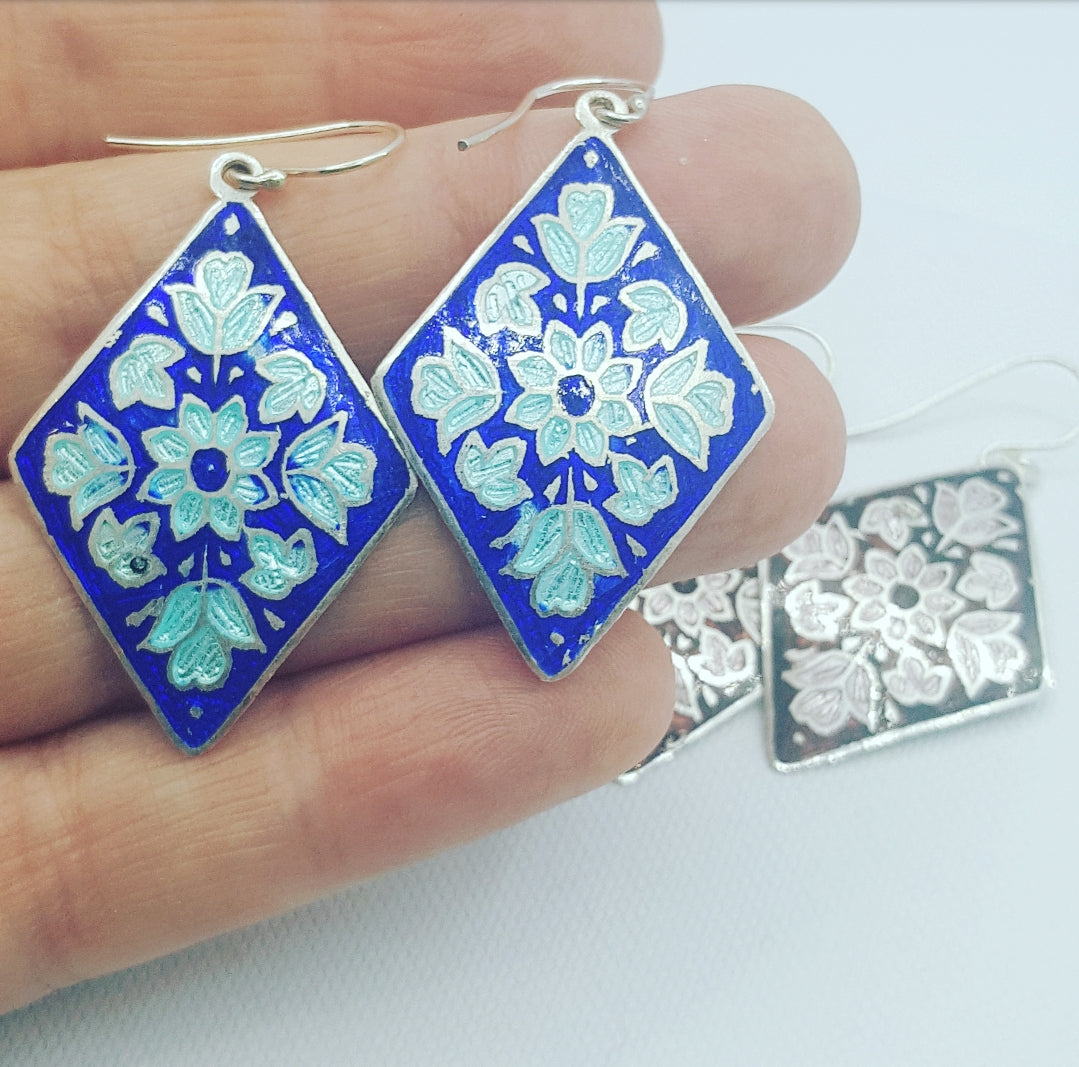 Exquisite Meenakari Enamel Drop Earrings - Handcrafted Indian Jewelry for Women - Perfect for Weddings, Parties & Special Occasions