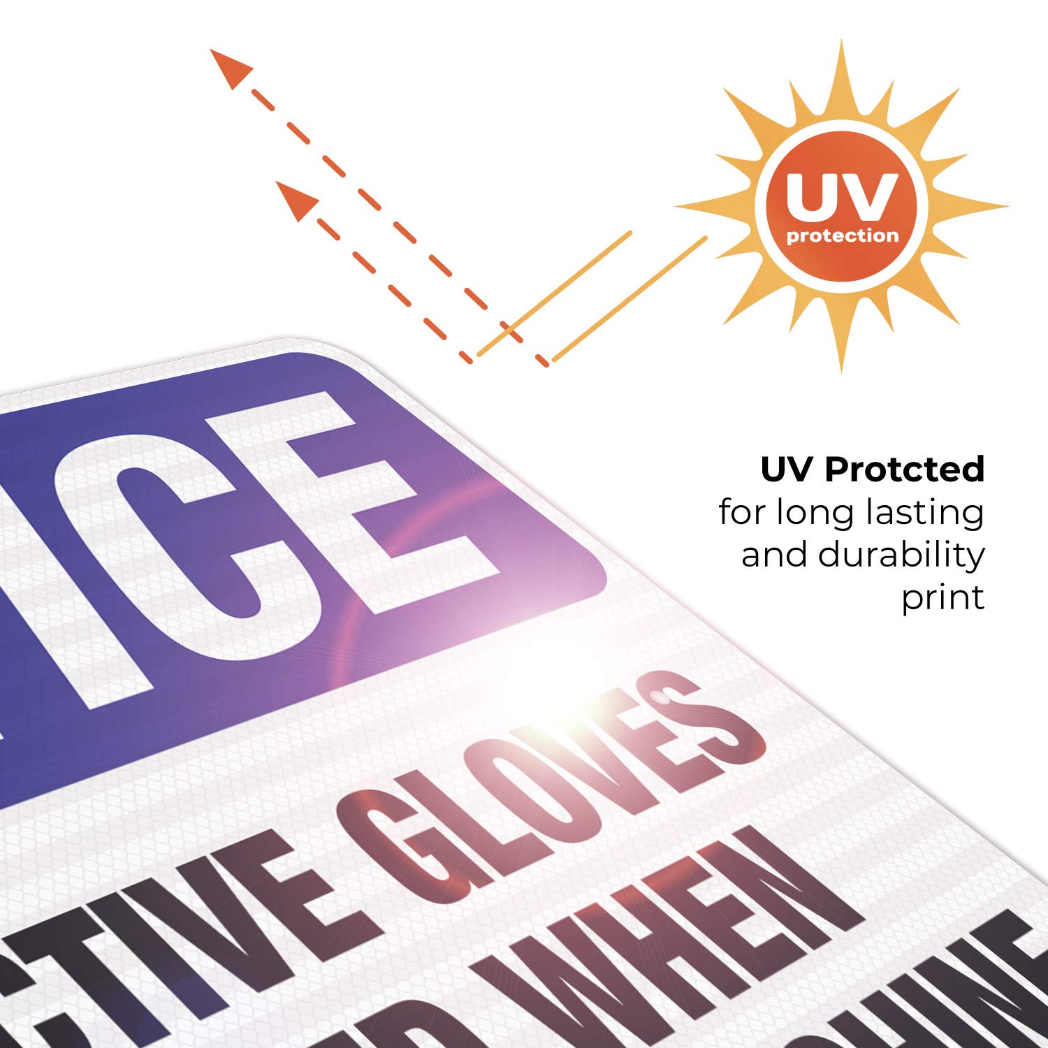 OSHA Compliant Sigo Signs - 'Protective Gloves Required When Using This Machine' Safety Sign | 24x30 Inches | 3M EGP Reflective .080 Aluminum | Fade Resistant for Indoor/Outdoor Use | Made in USA | Perfect for Factories, Warehouses & Construction Sites