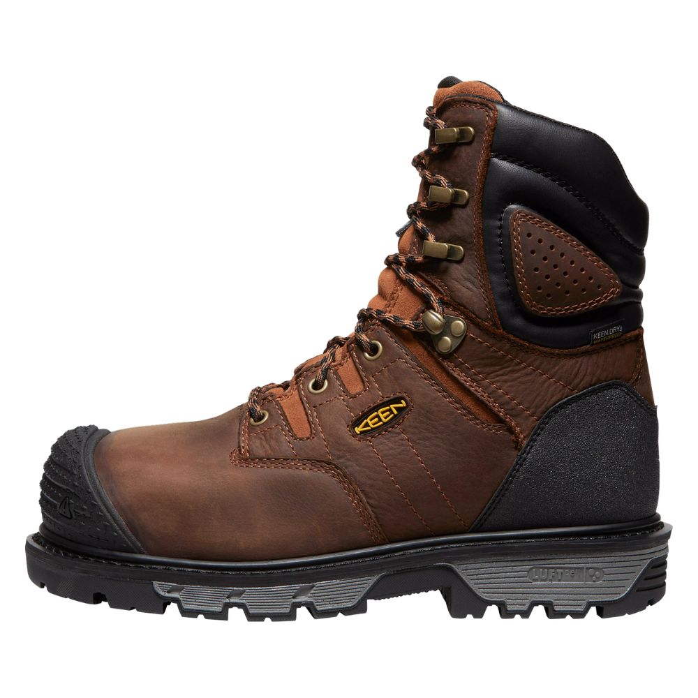 **Keen Camden Men's Size 8 Waterproof Work Boots with Internal MET Guard & Composite Toe - Brown (Model 1027693) - Ideal for Construction, Hiking & Outdoor Work**