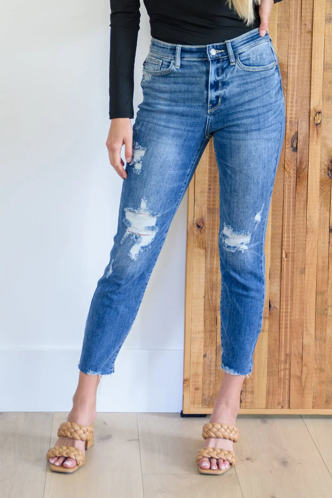 Kyla Destroyed High Waist Relaxed Fit Jeans for Women - Trendy Distressed Denim Pants for Casual Outfits & Streetwear