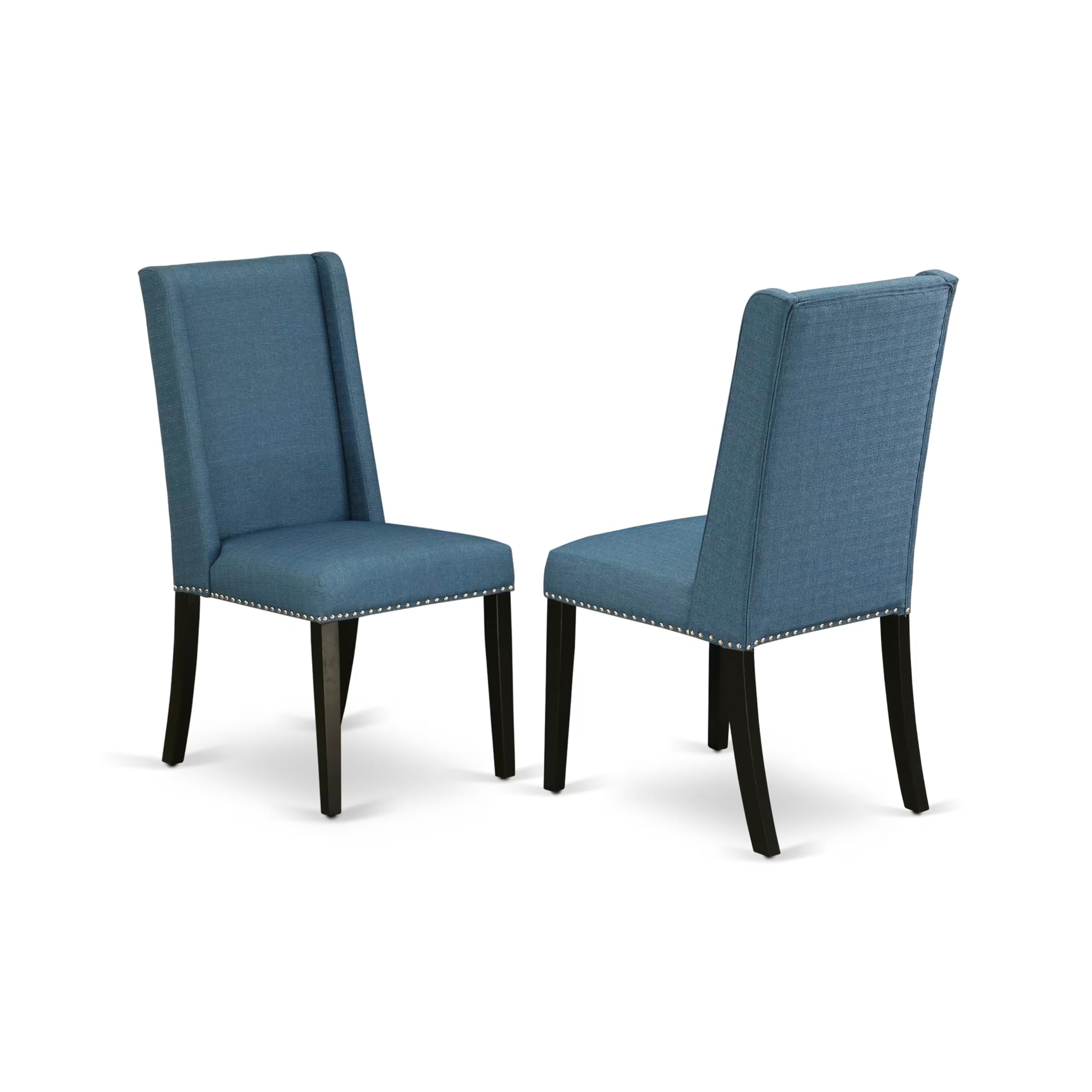 East West Furniture 5-Piece Dining Table Set for 4 - 40x72 Inch Rectangle Kitchen Table with V-Legs & 4 Blue Linen Fabric Chairs, Multi-Color | Perfect for Small Spaces, Breakfast Nooks & Cozy Family Meals