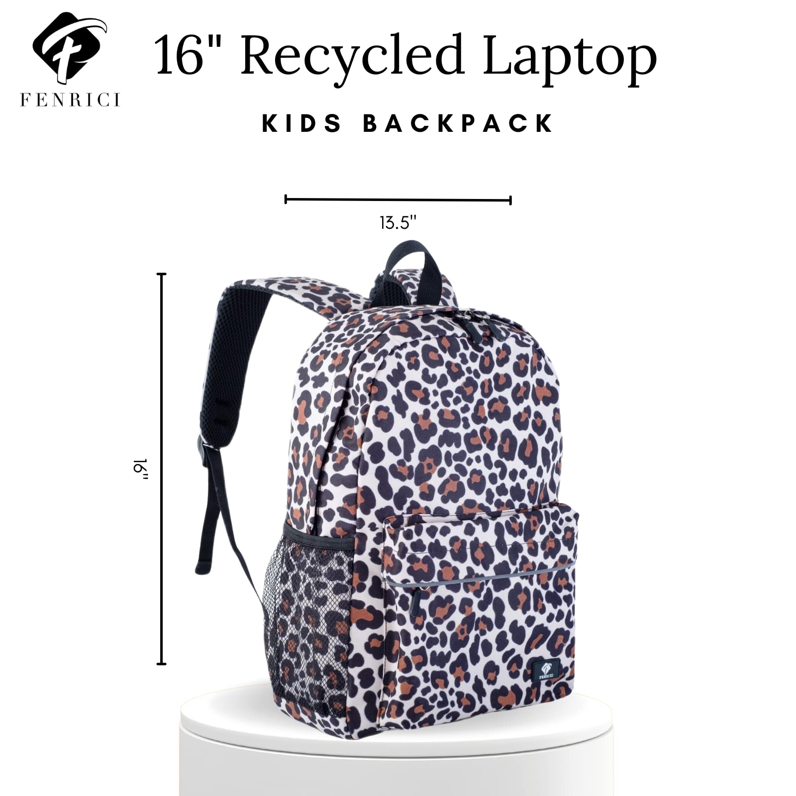 Fenrici Cheetah Print Backpack for Girls - 16 Inch Kids School Backpack with Multiple Padded Compartments, Lightweight Bookbag for Teens & Children - Perfect for School, Travel & Daily Use