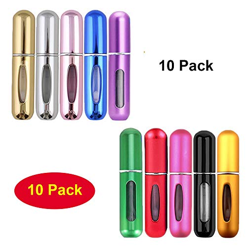 10 Pack 5ml Portable Mini Refillable Empty Perfume Atomizer Spray Bottles - Travel Size Leakproof Essential Oil Dispenser for Purse, Gym Bag & Airplane Carry On