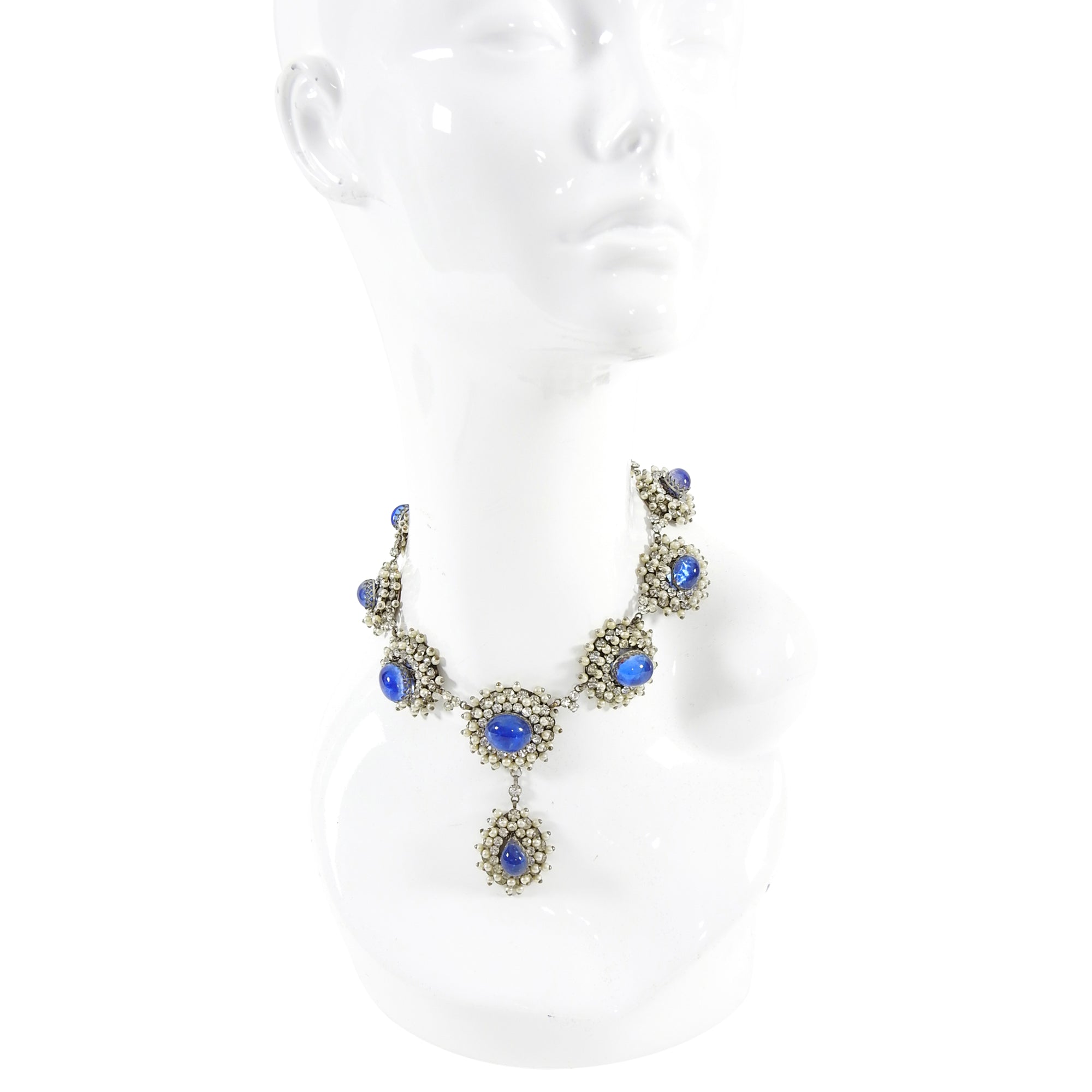 Balenciaga Goossens Vintage 1950's Faux Pearl Necklace - Elegant Glass Bead Statement Jewelry for Women, Perfect for Parties, Weddings & Special Occasions