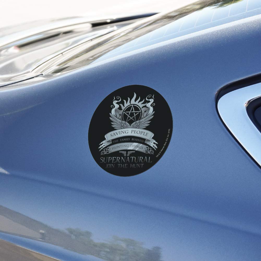 Supernatural Saving People Hunting Things Car Fridge Magnet - Vinyl Circle Decorative Magnet for Fans, Home, Office & Car Decor