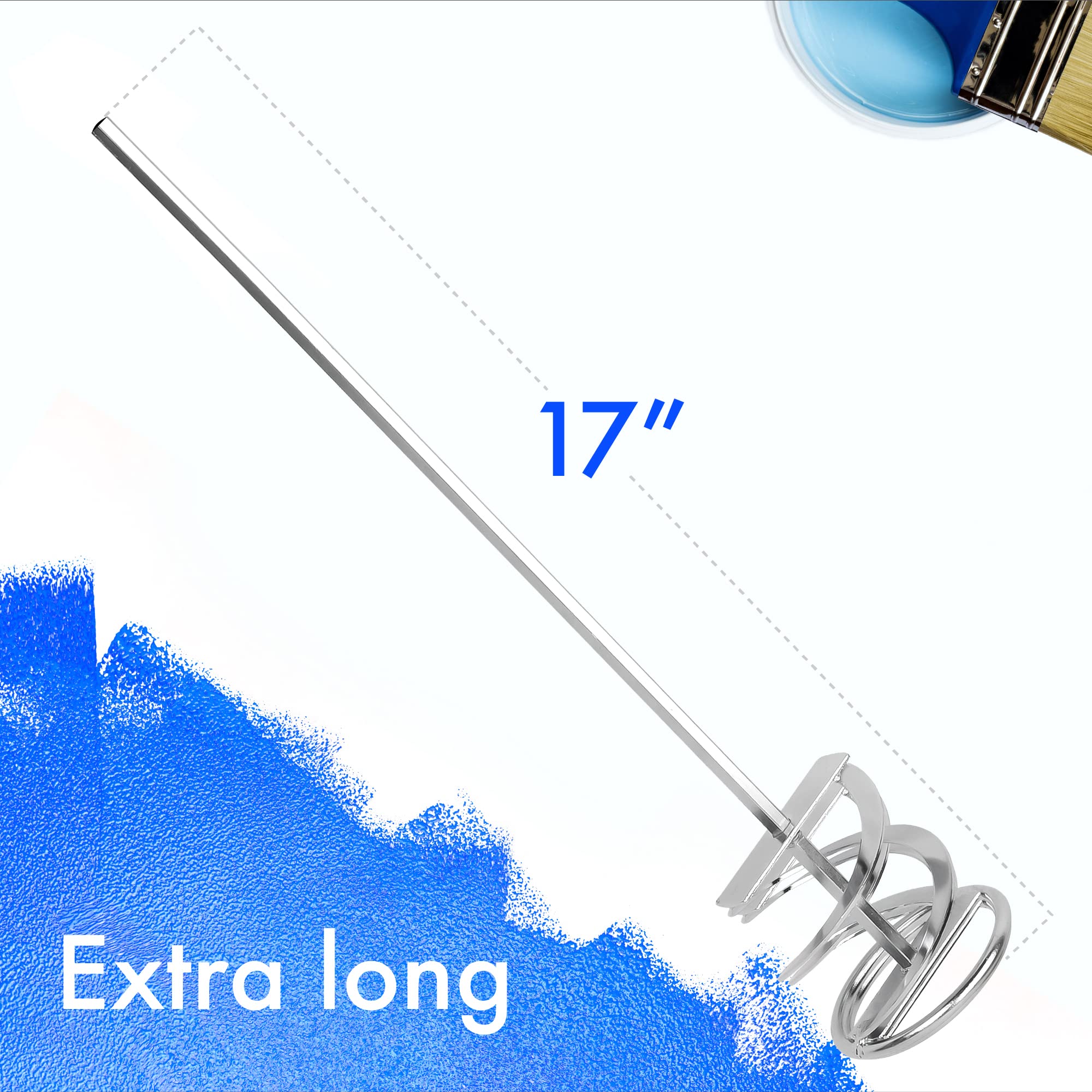 2 Pack Extra Long Rust-Proof Paint Mixer for Drill - 5 Gallon Paint Stirrer Paddle Attachment - Easy Cleaning & Durable - Perfect for Home Painting, DIY Projects & Professional Use