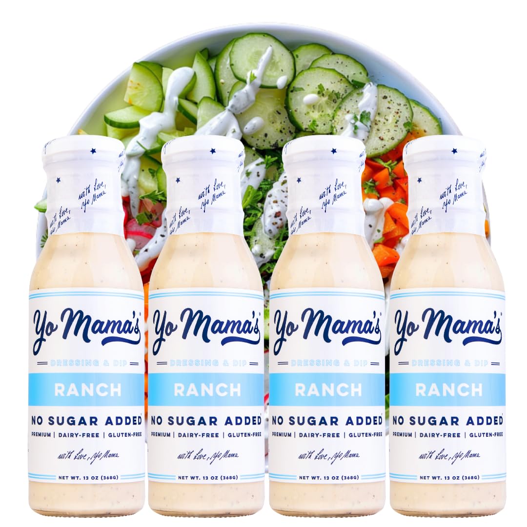 Yo Mama's Foods Keto Ranch Dressing & Dip - 4 Pack | Low Carb, Sugar Free, Gluten Free, Low Sodium | Perfect for Salads, Veggies & Keto Snacks
