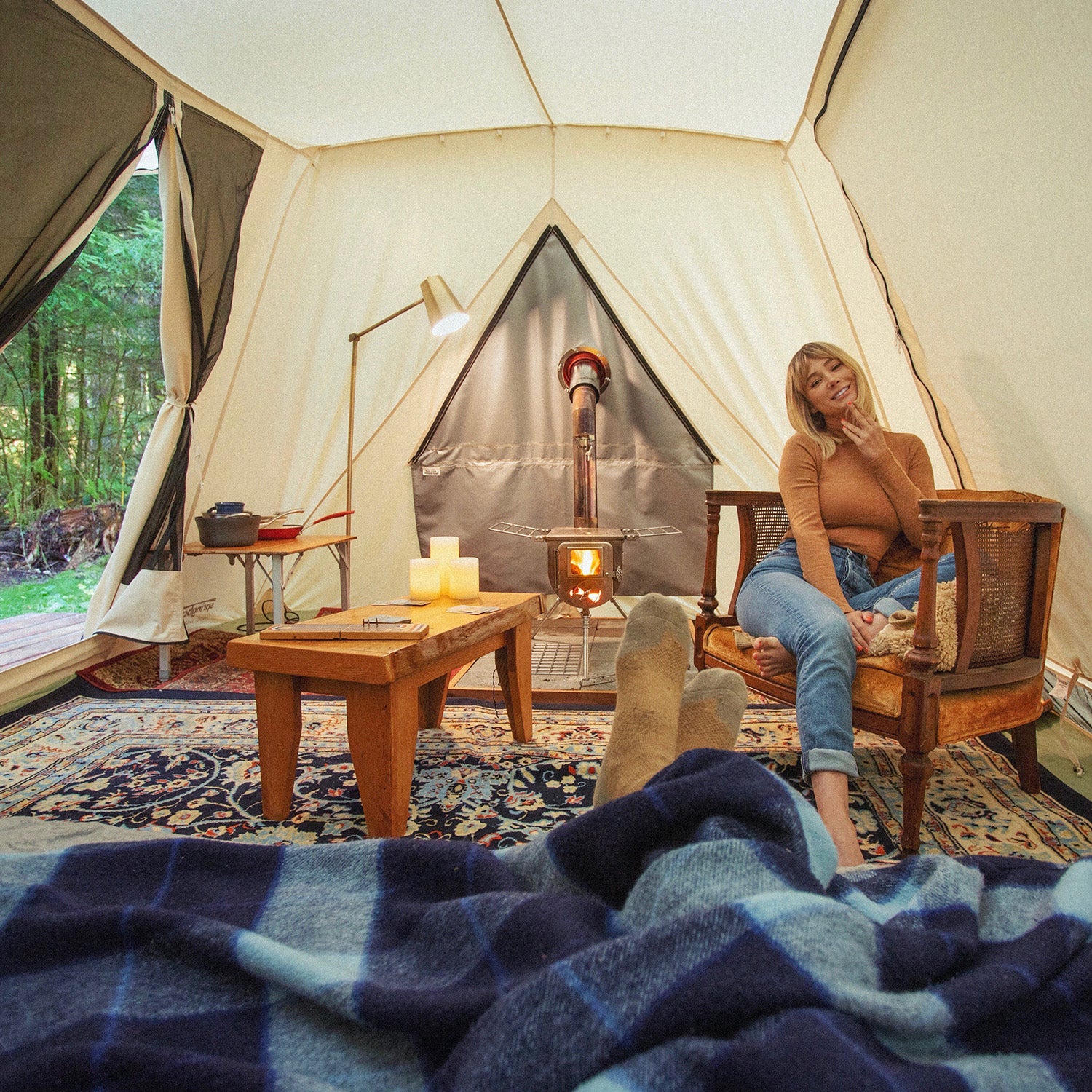 Woodlander Medium Springbar Hot Tent Bundle - Lightweight & Durable Camping Tent for All Seasons | Perfect for Backpacking, Hiking & Outdoor Adventures