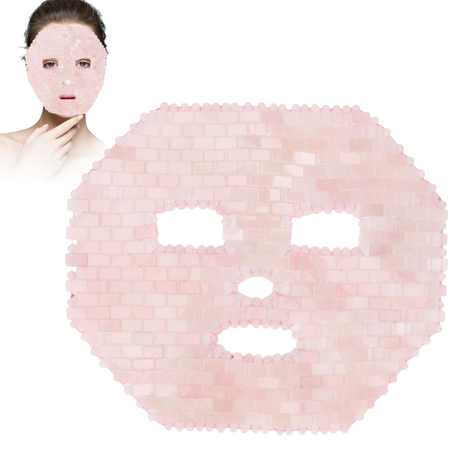 Rose Quartz Facial Mask - Jade Stone Eye Mask for Dark Circles, Spa & Sleep - Reusable Cooling Face Cover for Relaxation & Skincare (Perfect for Home Spa, Travel & Self-Care)