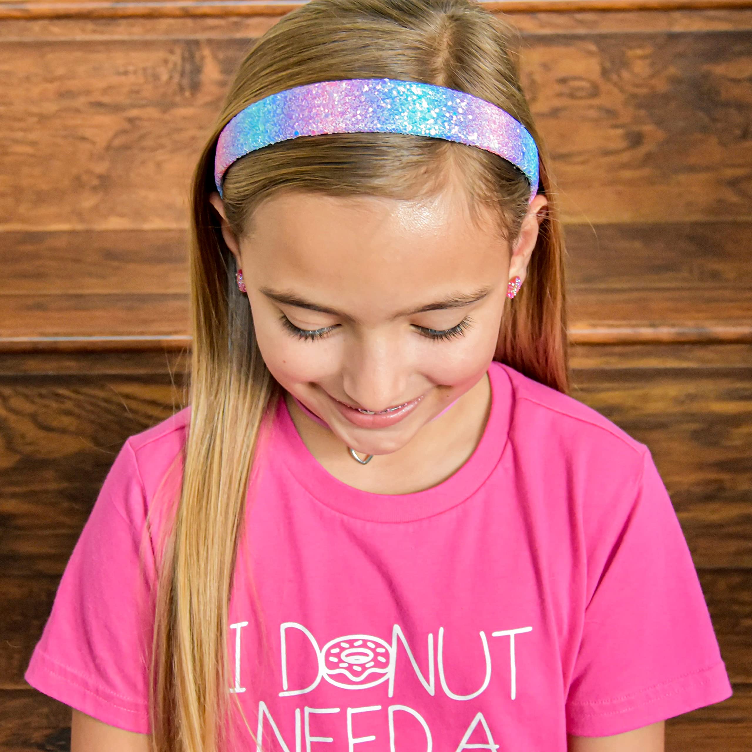 Sparkly Rainbow Headbands for Girls - No Shed Glitter Hair Accessories for Toddlers & Kids | Cute Alice Hairbands for Easter, Birthday Parties & Dress Up Play