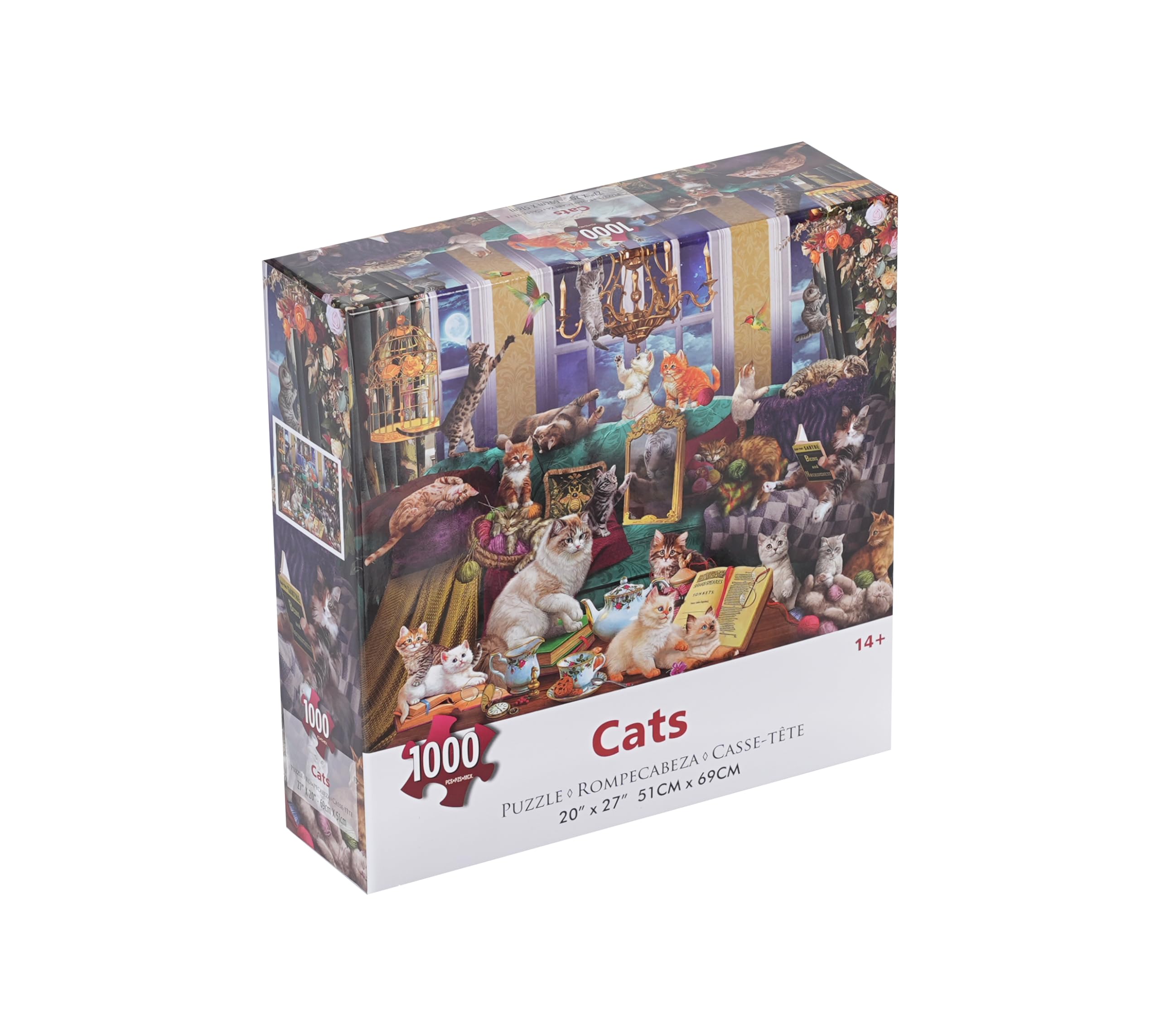 1000 Piece Jigsaw Puzzles for Adults - Challenging Cat Animal Puzzle, 27x20 Inch Large Size - Perfect for Family Game Night, Stress Relief & Home Decor Gift