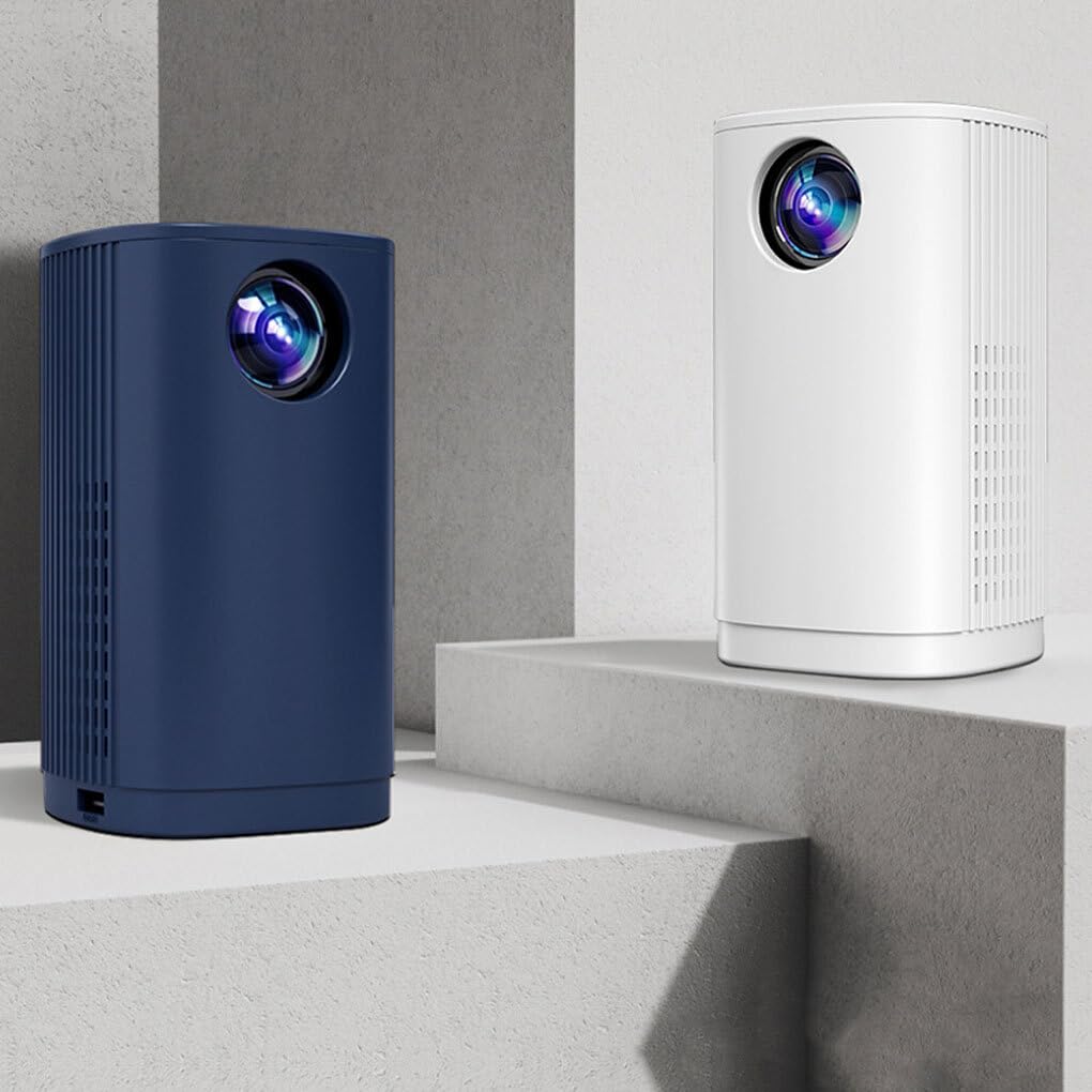 Allayu 1080P HD Mini Projector - Wireless Portable Outdoor Movie Projector with ABS Case for Home Theater, Camping & Backyard Movie Nights - Blue