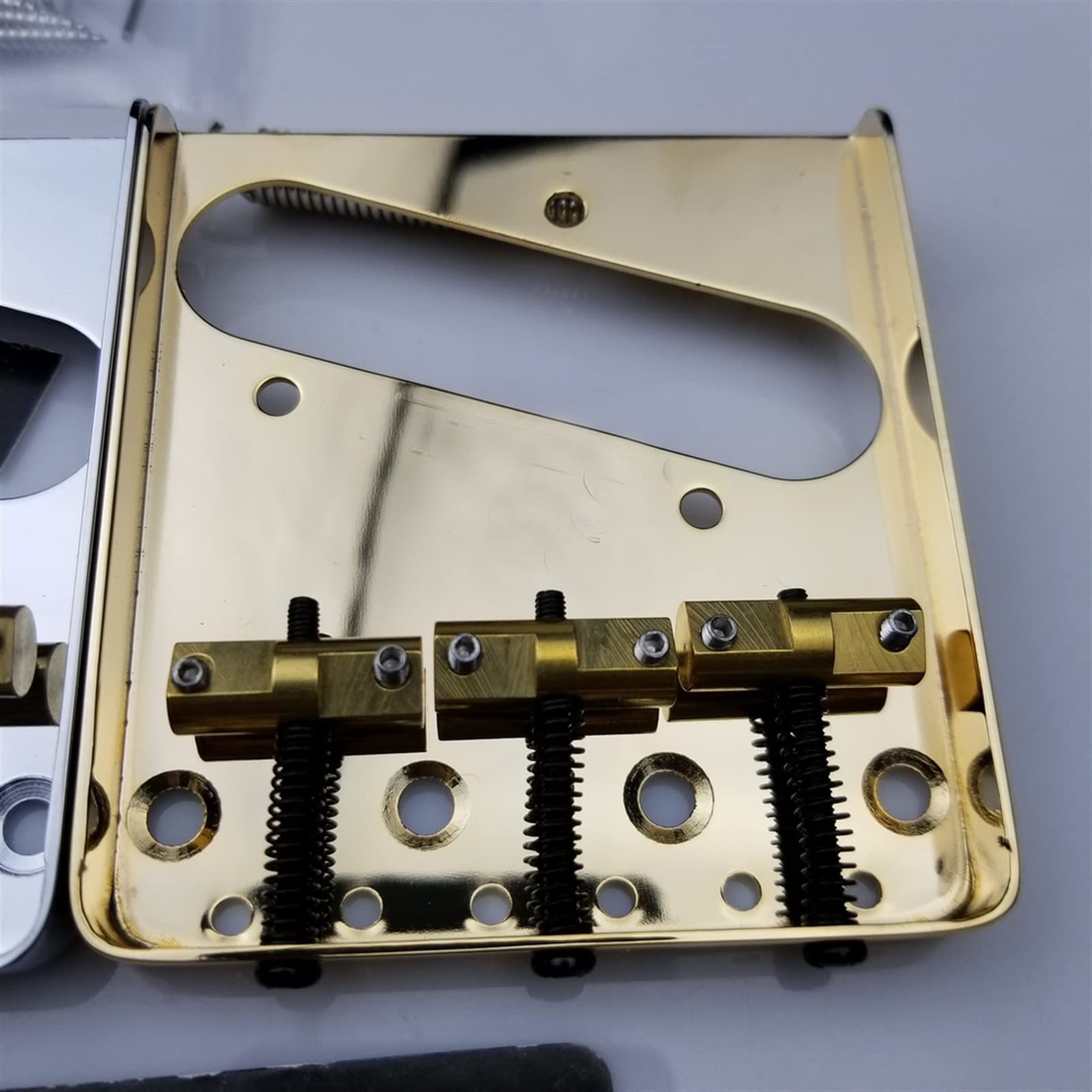 Vintage Style Fixed Tele Electric Guitar Bridge with Brass Saddles - Gold & Silver Options for Enhanced Tone & Sustain | Perfect for Upgrading Fender Telecaster & DIY Guitar Projects