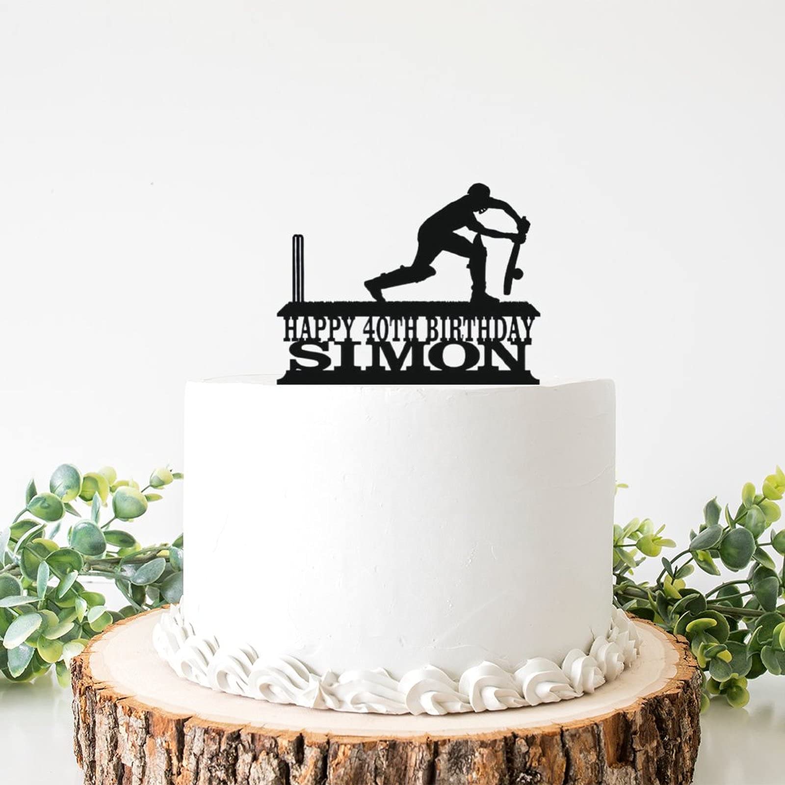 Custom Baseball Player Birthday Cake Topper - Black Personalized Cake Decor for Baseball Party, Sports Theme Celebration & Birthday Cakes