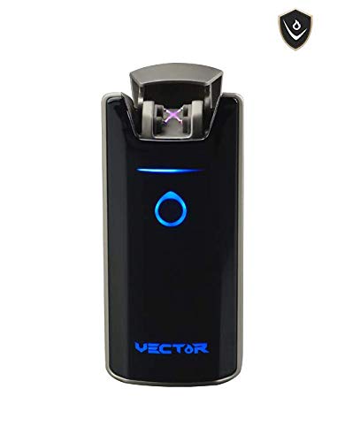 Vector KGM Vector Cosmo Electric Double Flame Lighter (Gunmetal Matte) - USB Rechargeable Windproof Lighter for Cigars, Candles & Outdoor Use - Perfect for Camping, BBQ & Home Essentials