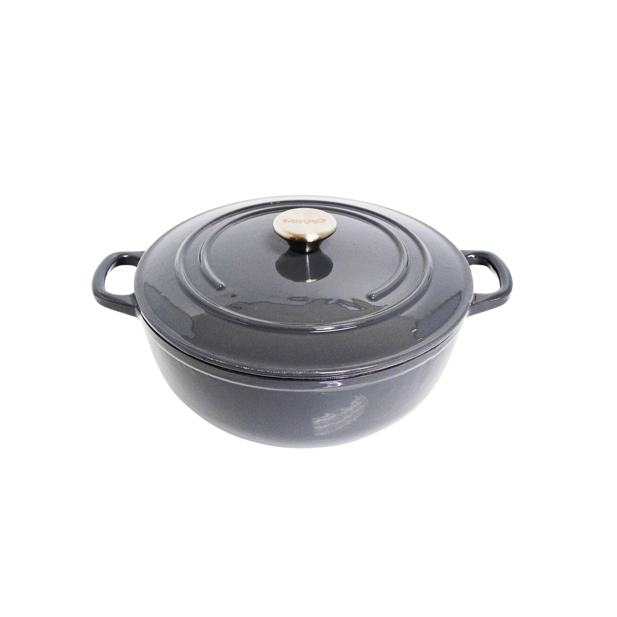 MIRRO 4.8 Quart Enameled Cast Iron Dutch Oven - Gray - Perfect for Baking, Braising, Roasting & Slow Cooking Soups, Stews & Bread