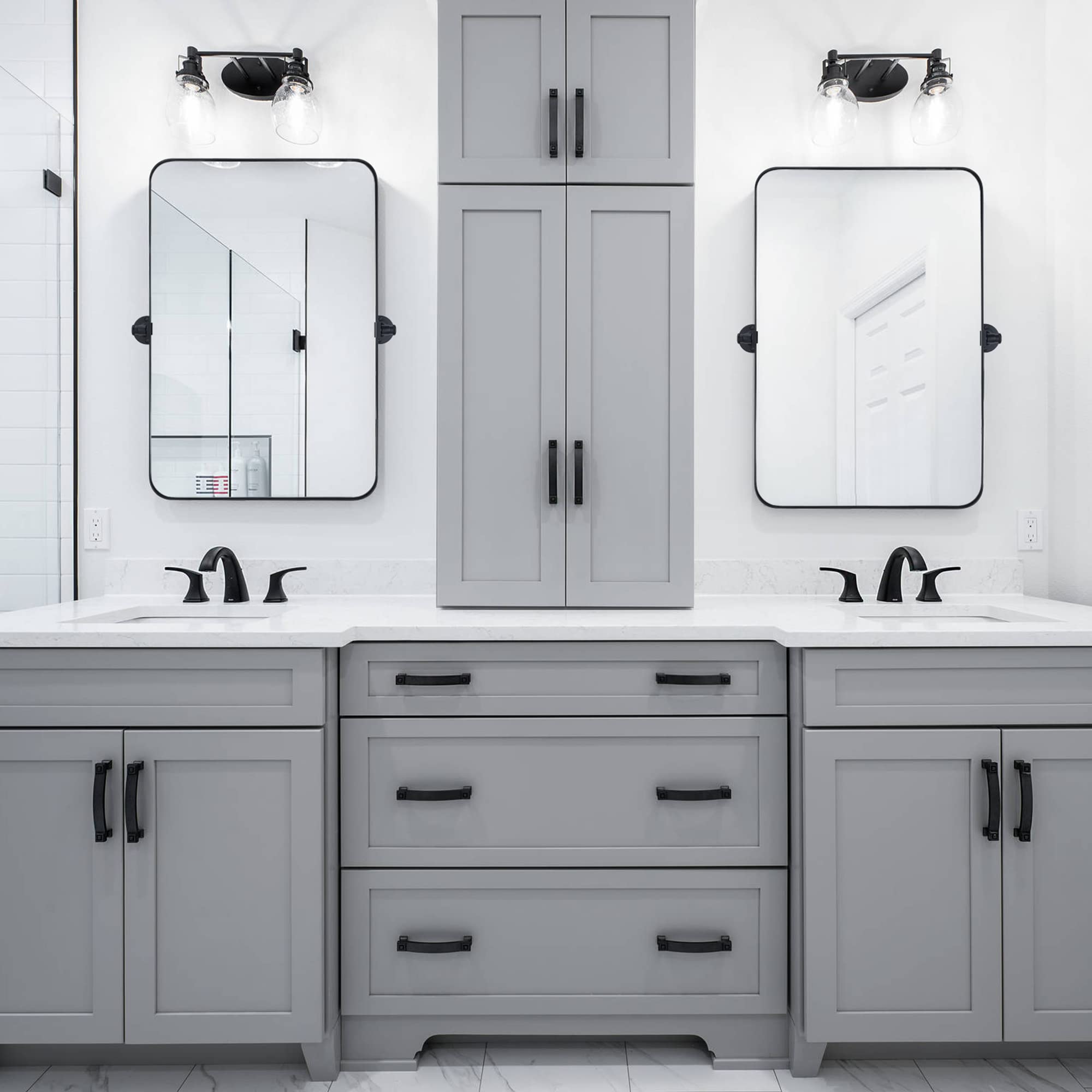 TEEBARN 20x30 Inch Black Metal Framed Rectangular Tilting Bathroom Mirror - Wall Mounted Pivoting Vanity Mirror with Rounded Corners for Bathroom, Bedroom & Dressing Room