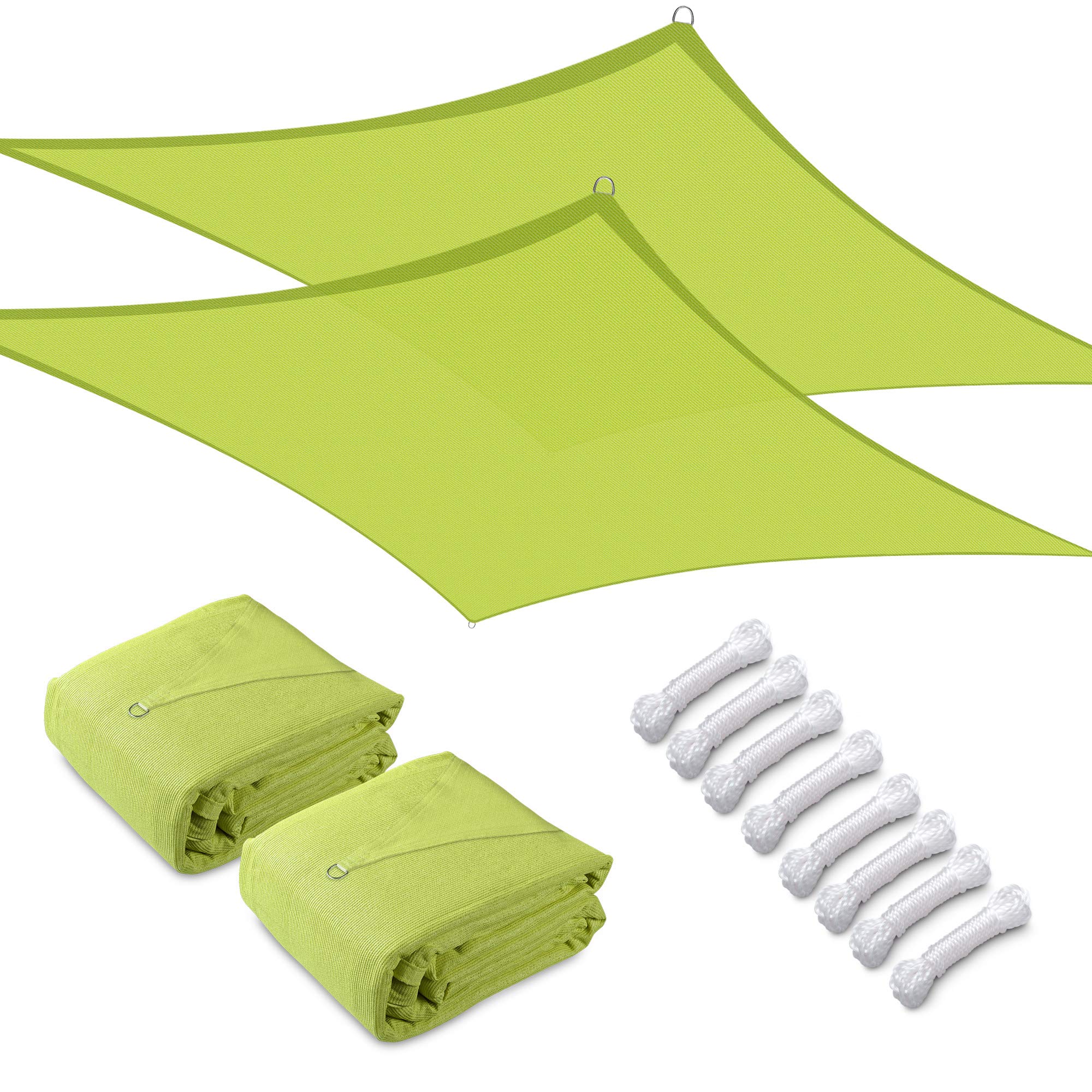 Yescom 2 Pack 20x20 FT Square Sun Shade Sail - 97% UV Block Outdoor Canopy for Commercial Events, Parking Lots, Swimming Pools, Camping, Beach, Picnic & Playground - Apple Green